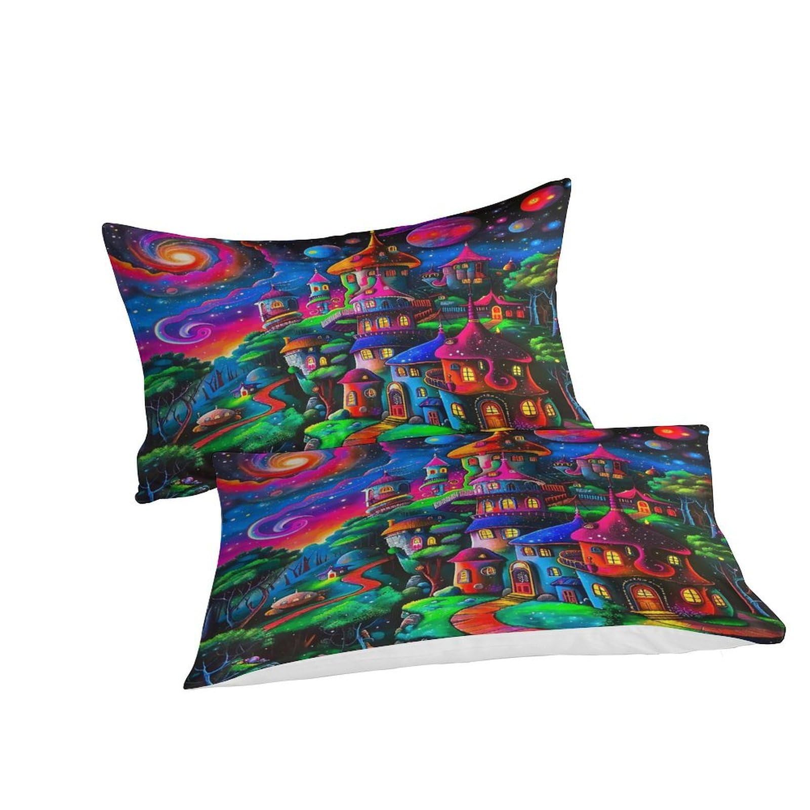Housse de couette 3D monde de fantaisie en microfibre douce double 200x200cm pour lit enfant