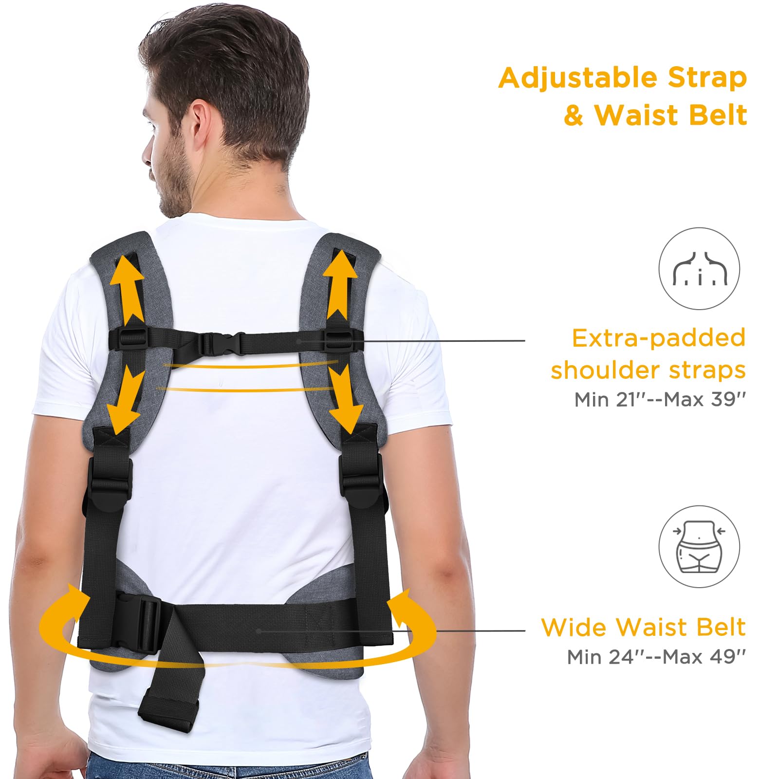 GAGAKU Mochila Portabebés Porta Bebes 0-36 meses Advanced 4 in 1 con Porteo Bebe Ergonómica Fácil de llevar con posibilidad de llevar al niño mirando hacia adelante y hacia atrás-Negro Gris Oscuro - 5