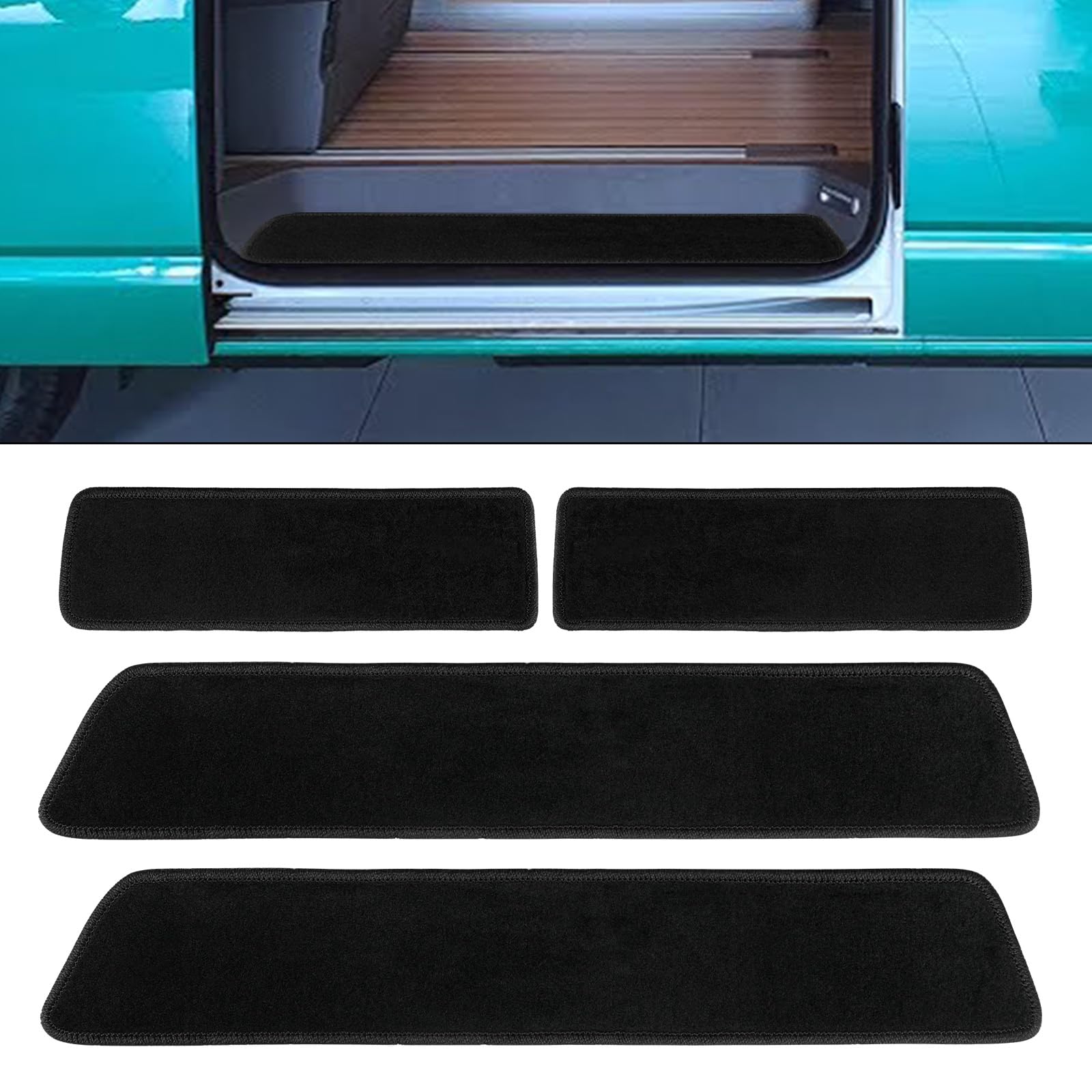 Tapijten instap trede matjes geschikt voor Volkswagen VW (T7) New Transporter Caravelle vanaf 2025 4-delig 2 schuifdeuren Tapijten instap trede matjes geschikt voor Volkswagen VW (T7) New Transporter Caravelle vanaf 2025 4-delig 2 schuifdeuren