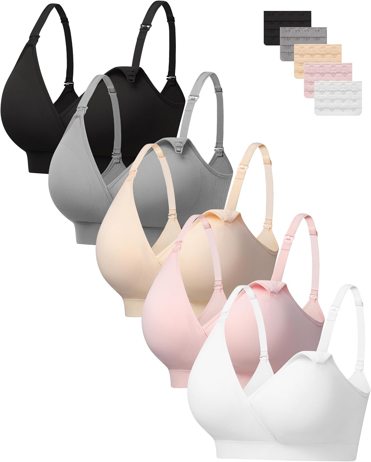 HBselect Nursing Bras for Breastfeeding, Seamless V Neck Maternity Bra Wireless Women Pregnancy Postpartum Bra Sleep Bralette