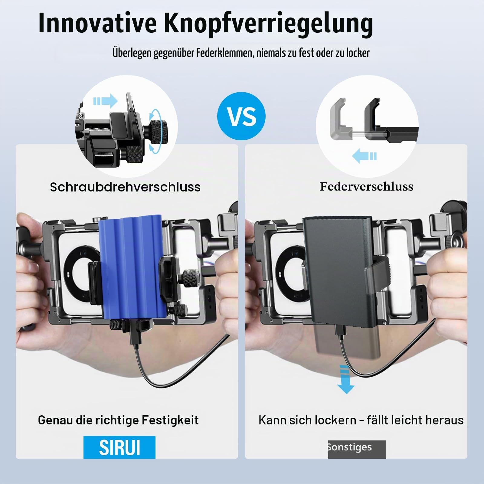 SIRUI Montagehalterung SSD Mount Bracket, Universeller SSD-Halter mit Kaltverschluss und USB-C-Kabelklemme, kompatibel mit Samsung T7/T5, für SSD, für Z Cam E2, AM-ST9