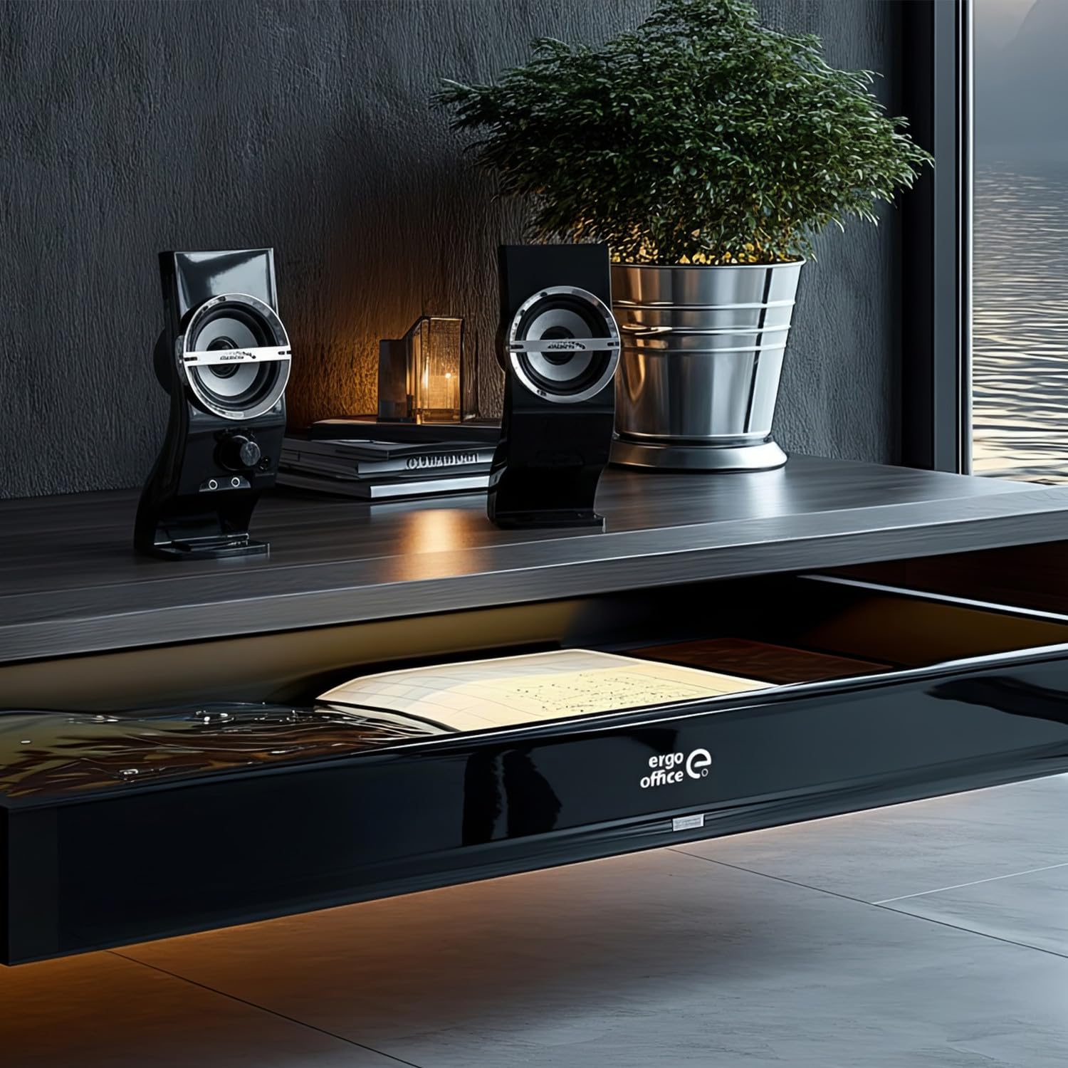 Audiocore AC805 Eleganckie Głośniki Stereo 2.0, Czarno-Srebrne do Komputera, Podświetlane LED Gamingowe do Laptopa na USB 6W, MiniJack