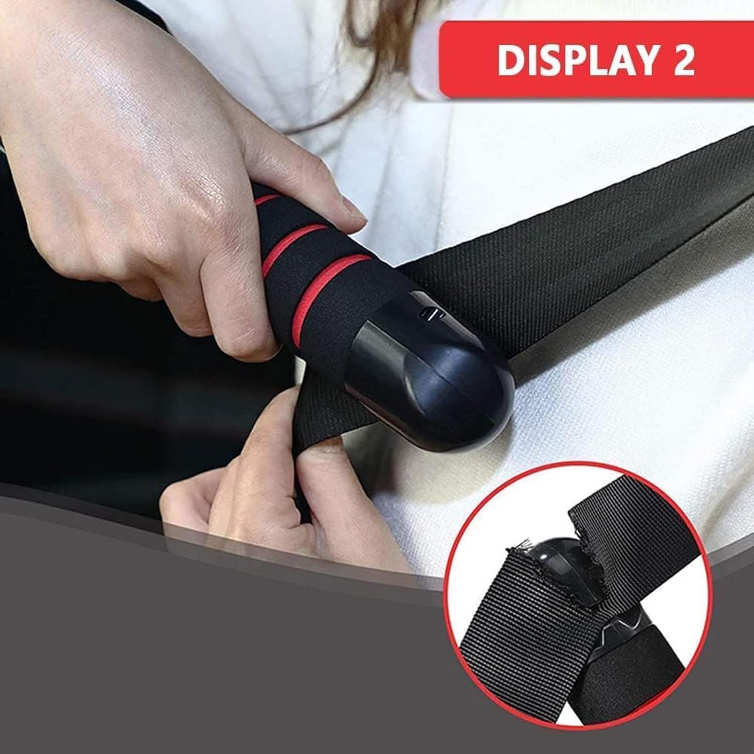 Multifunctional 3 in 1 Car Door Assist Handle & Emergency Escape Hammer, Anti-Slip Window Breaker with Seatbelt Cutter, for Elderly & Disabled,Blue-1Piece