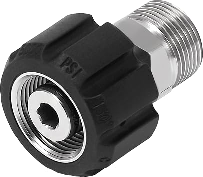 M MINGLE Pressure Washer Adapter, Metric M22 15mm Female Thread to M22 14mm Male Fitting, Stainless Steel, 4500 PSI