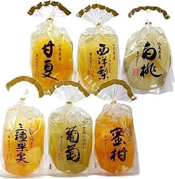 Sanyodo Fruit Jelly, 12.6 oz 350 g x Assorted, Set of 6 Types, 1 Each White Peach, Mikano, 3 Types of Fruits, Western Pear, Grape, and Ammatsu Mandarin