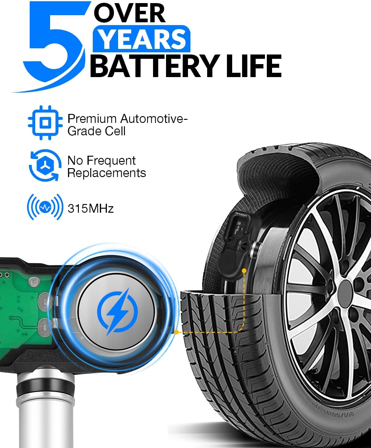 Pre-Programed TPMS Sensor for:-Lexus IS250 2006-2015 IS350, for:-Toyota Tacoma Camry Tundra for:-RAV4 Corolla, 315MHz Tire Pressure Monitoring System Sensors, 4260706011 (4 PCS)