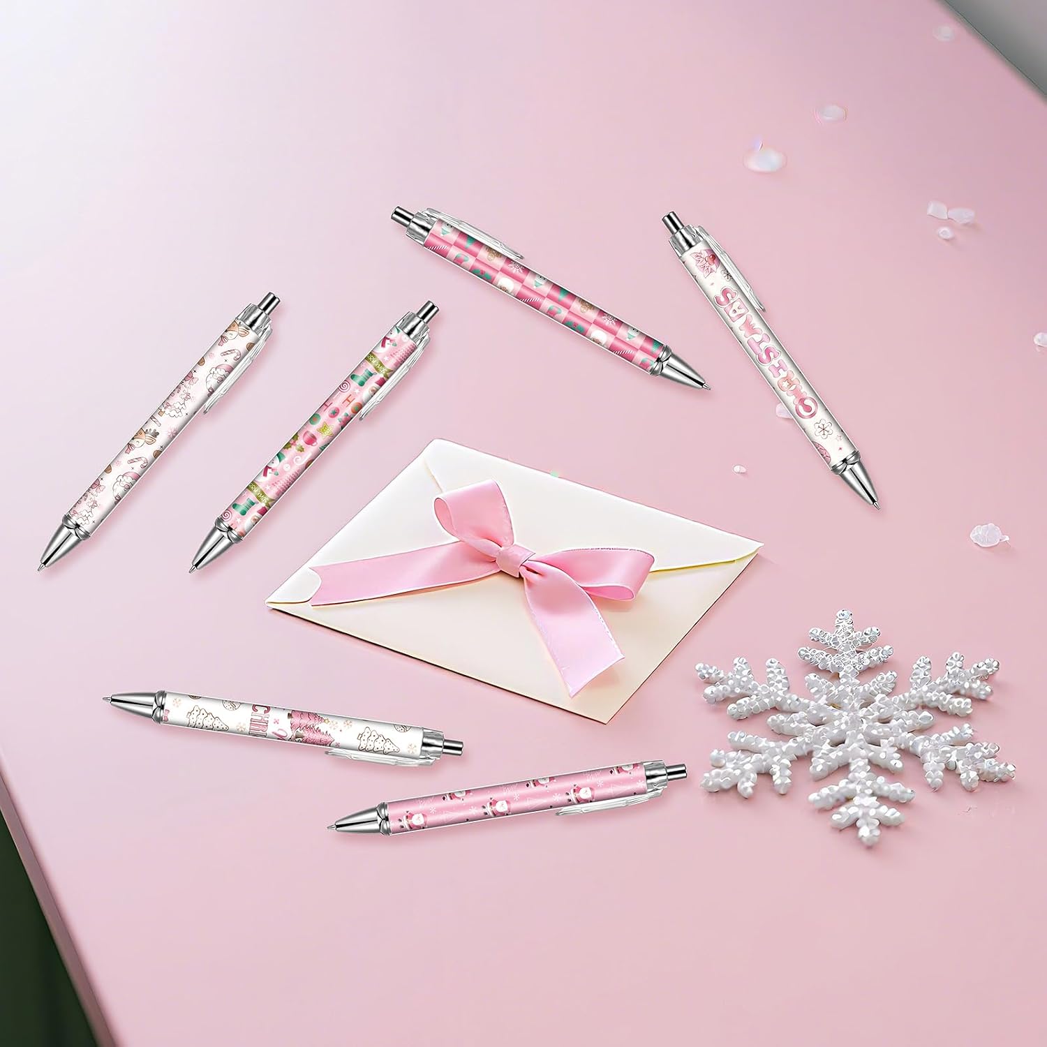 Pink Cute Christmas Pens - 24 Pcs Retractable Party Gifts Favors image 3