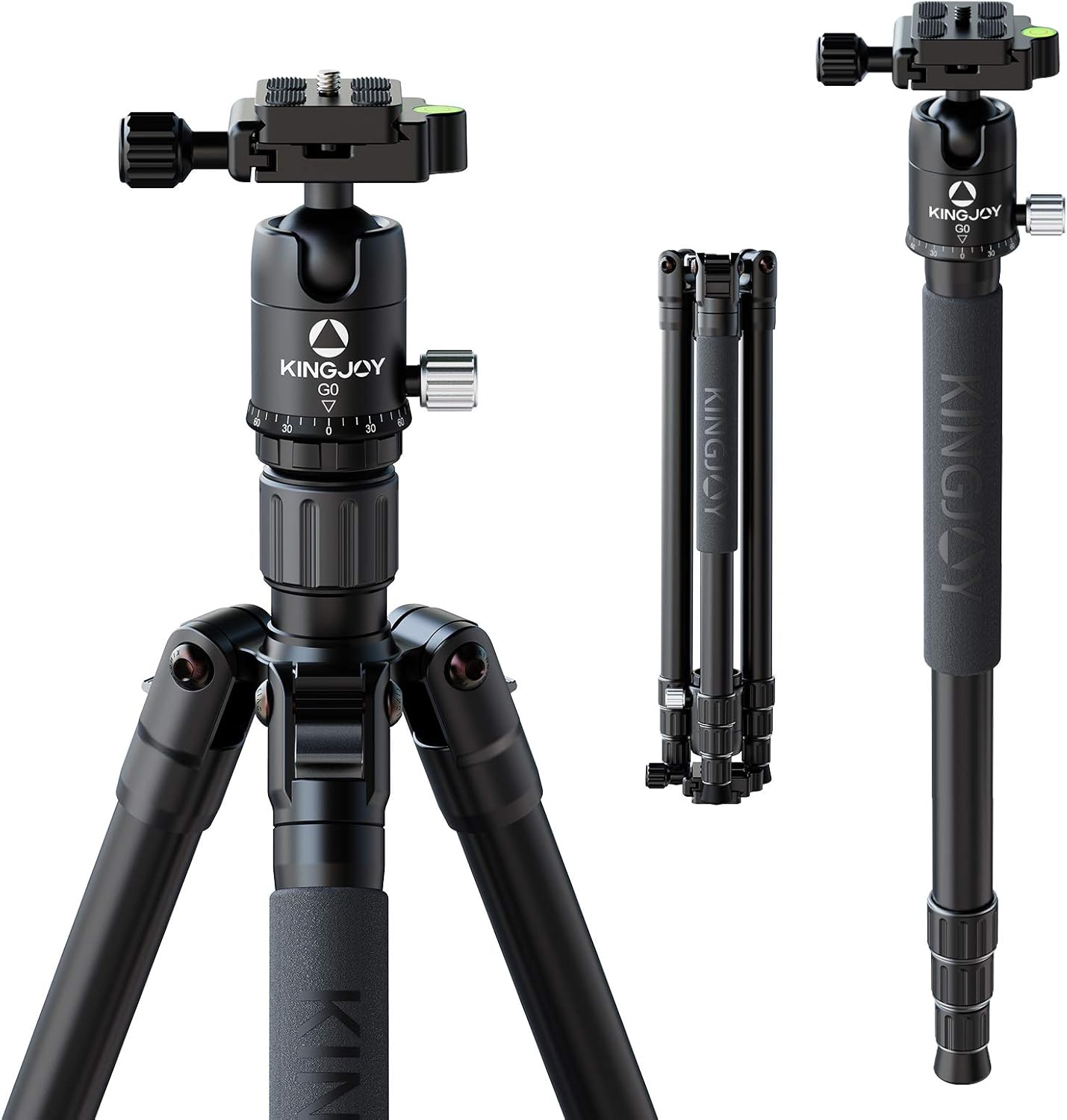 Professional Camera Tripod with Carry Bag, 62" DSLR Tripod for Travel Lightweight and Reliable Stability, Ball Head Tripod Detachable Monopod Max Load 12kg Professional Camera Tripod with Carry Bag, 62" DSLR Tripod for Travel Lightweight and Reliable Stability, Ball Head Tripod Detachable Monopod Max Load 12kg