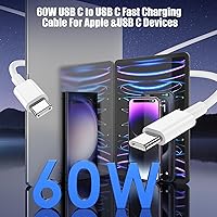Vista 3 de Paquete de 3 cables USB C a USB C de 1 pie y 60 W, cable de carga rápida tipo C para iPhone Air 17 16e 16 15 Pro Plus Pro Max, para Galaxy S25/S24