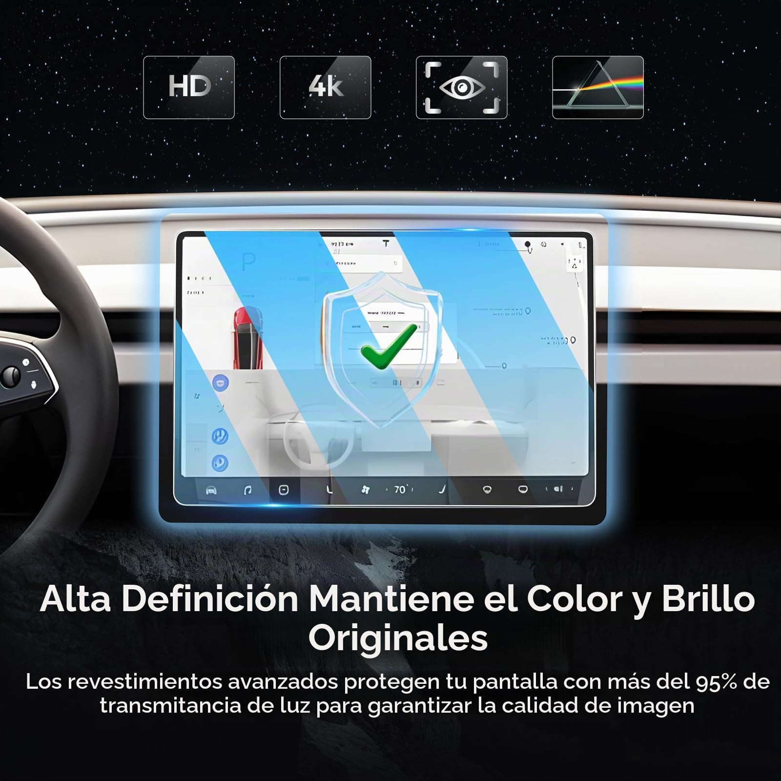 LFOTPP [2 unidades] AR Nano Antirreflectante Película para Tesla Model Y Juniper 2025 y Tesla Model 3 Highland 2024 2025, 15,4" Antirreflejo Protector de Pantalla 5H Antiarañazos para Navegación