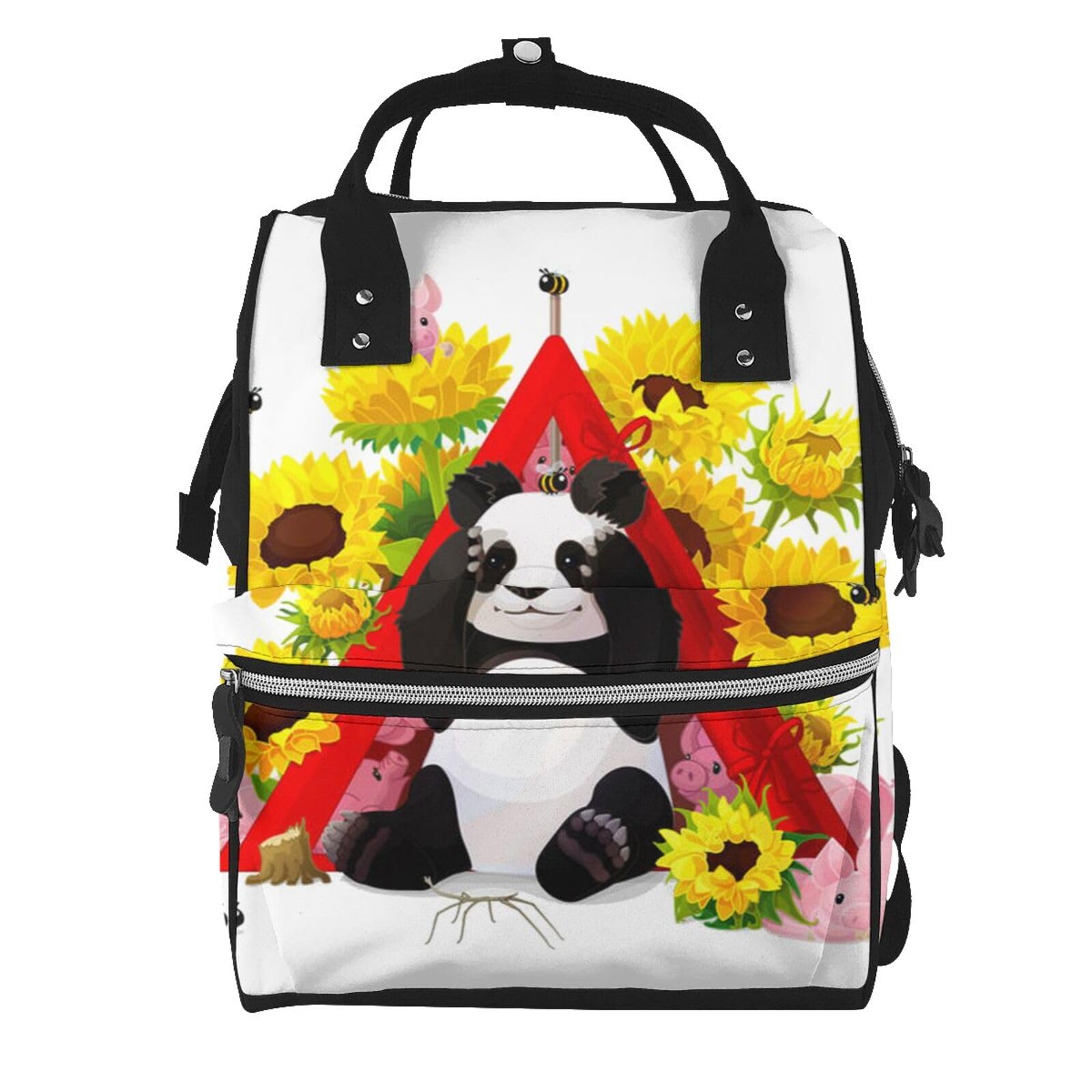 BONDIJ Flower Sunflower printed diaper bag organizing pouches,Large Capacity Multifunction Diaper Bag Backpack