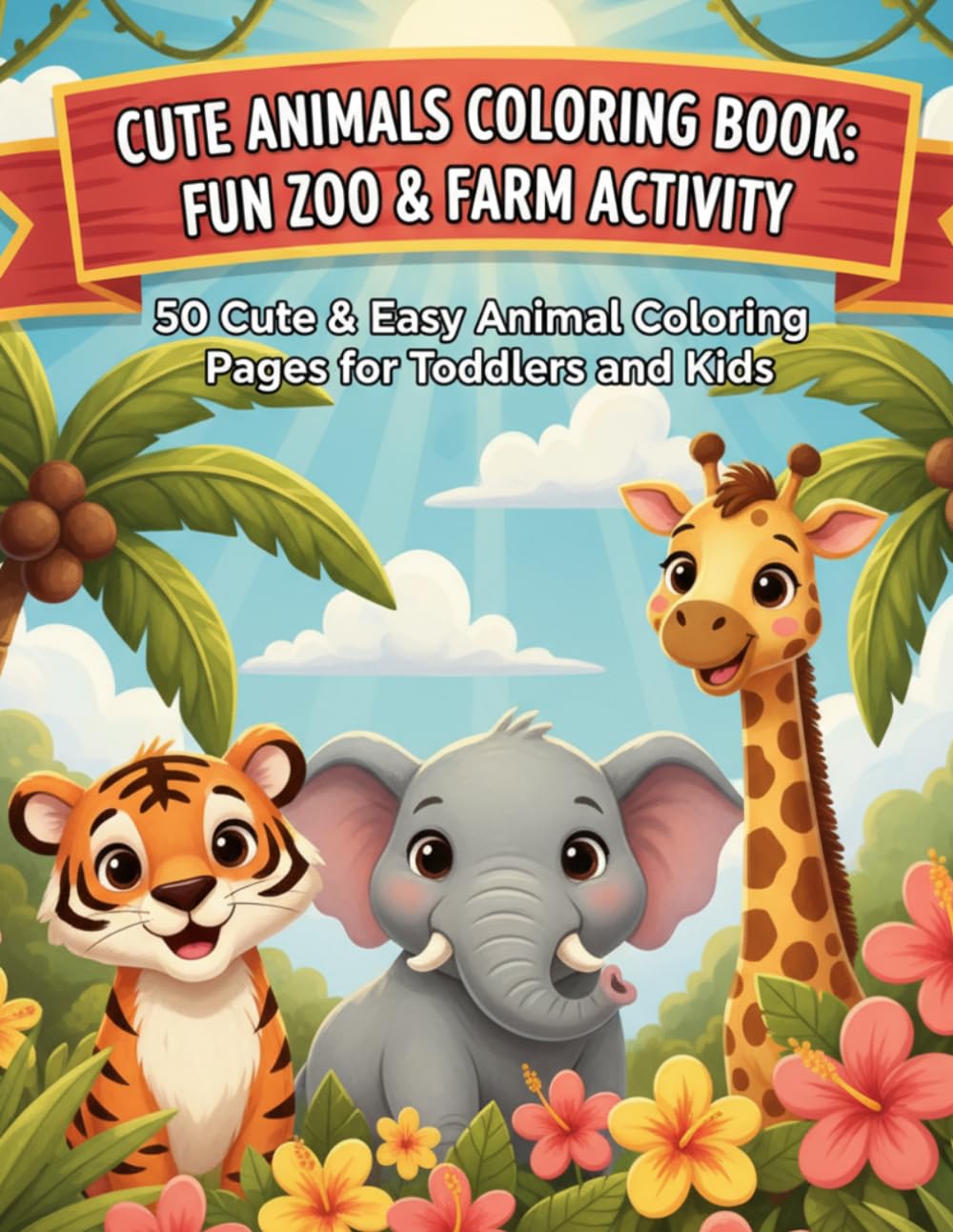 Cute Animals Coloring Book: Fun Zoo & Farm Activity