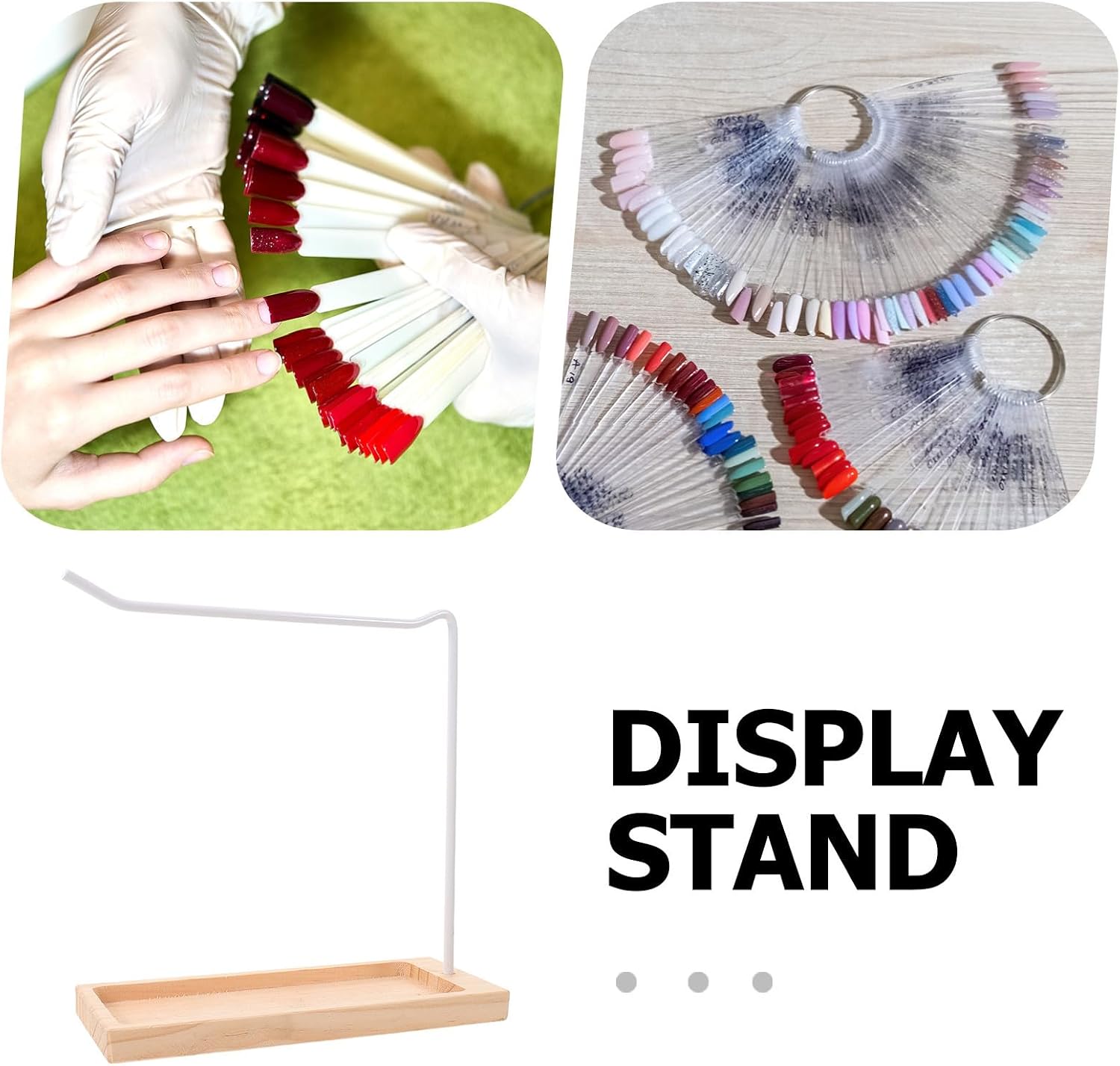 DIY Nail Art Display Stand with Stable Support and Easy Setup, Wooden and Metal Nail Polish Color Rack for Desk or Table, Vertical Suspended Modular Storage with Stylish