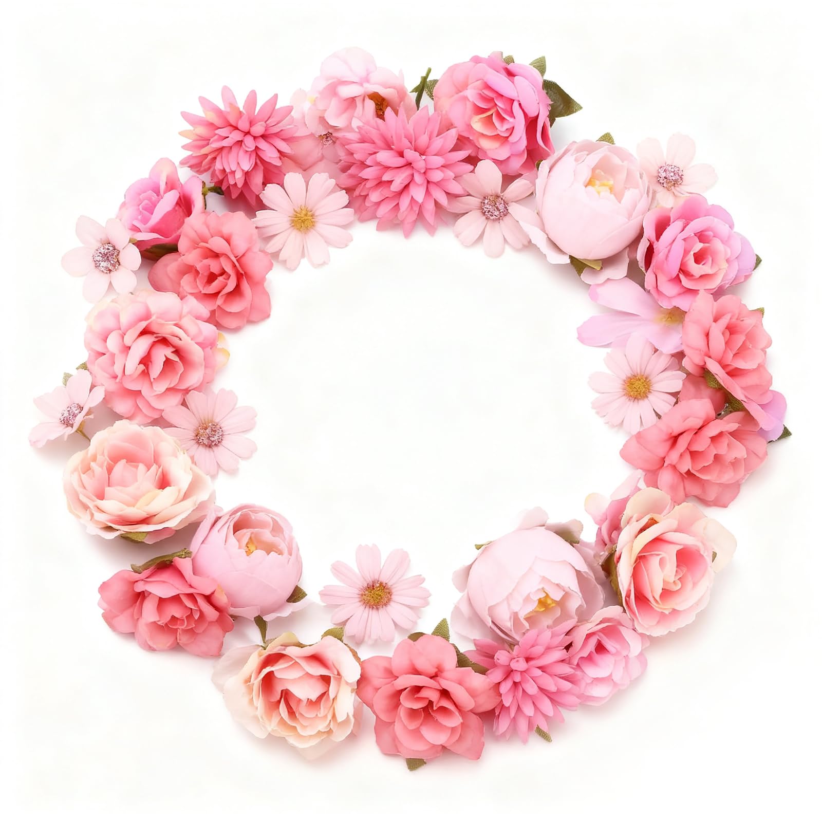 20 Pcs Pink Artificial Flower Heads, Pink Fake Flowers for Cake Decorations