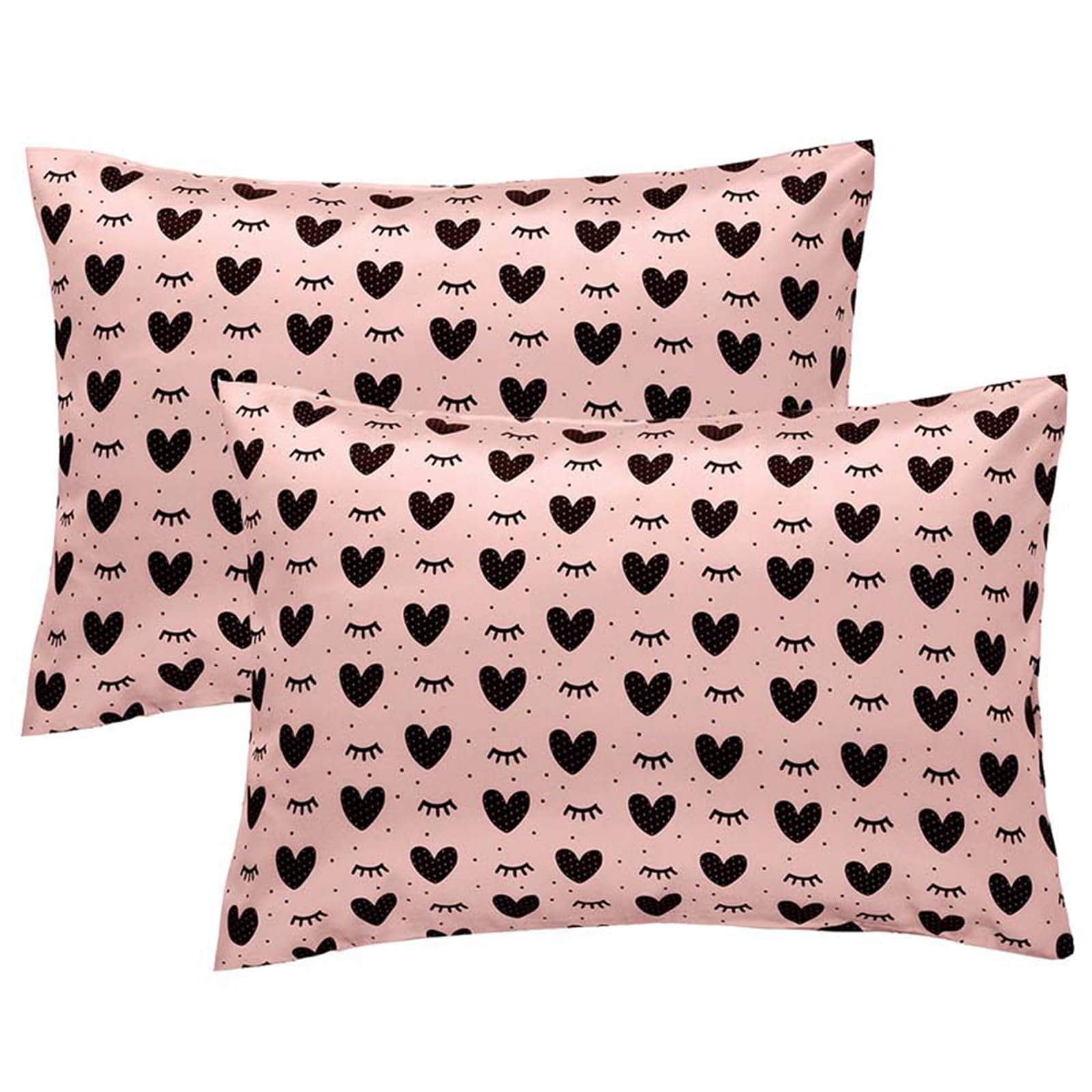 2 Federe In Raso Per Bambini Winmany 49x36 Cm - Morbide, Lavabili, Design Luna E Stelle