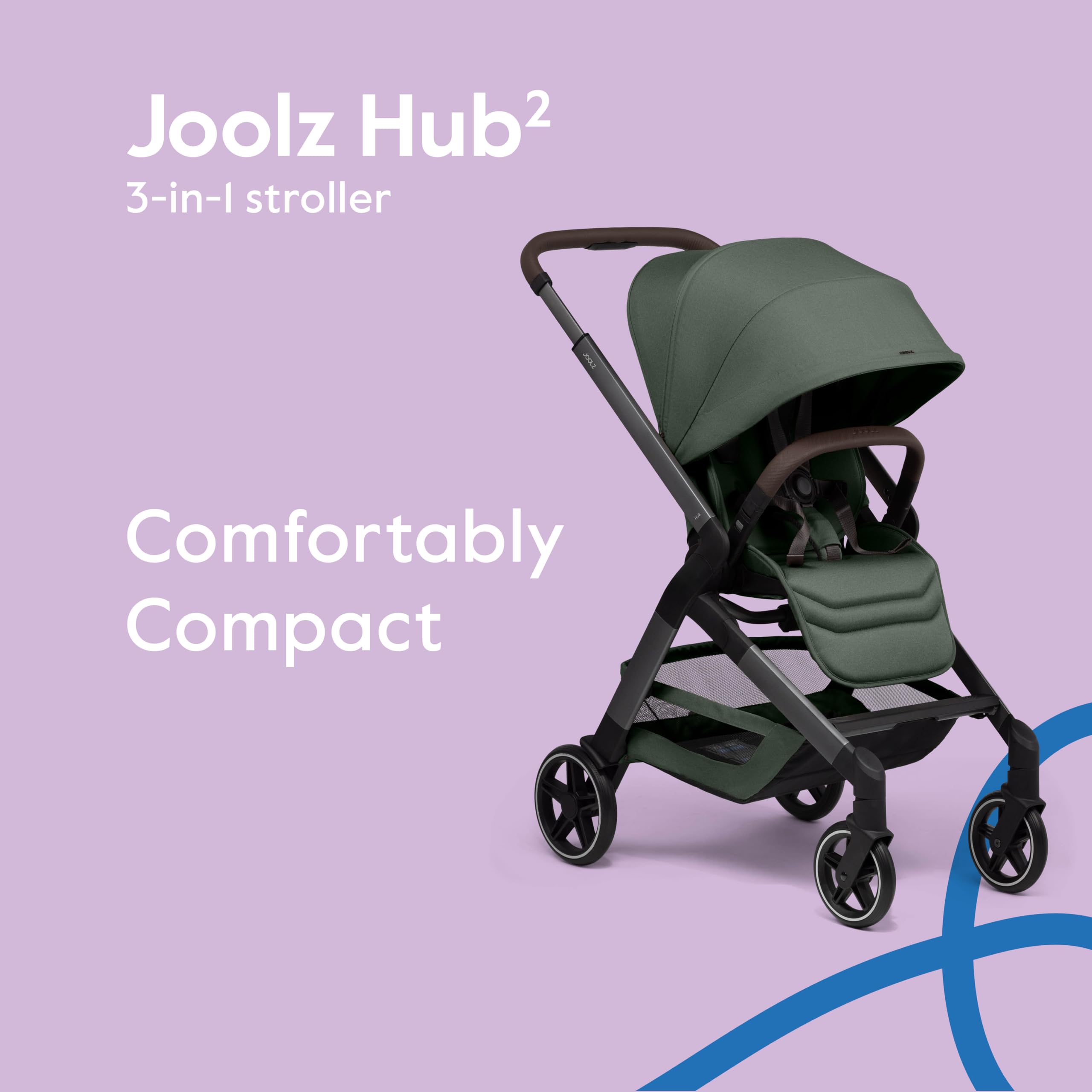 Joolz Hub2 Compact Mid-Sized Stroller with Reversible Seat, One-Hand Fold | Car seat compatible stroller with all-terrain wheels, XL basket, UPF 50+ canopy and newborn-ready recline