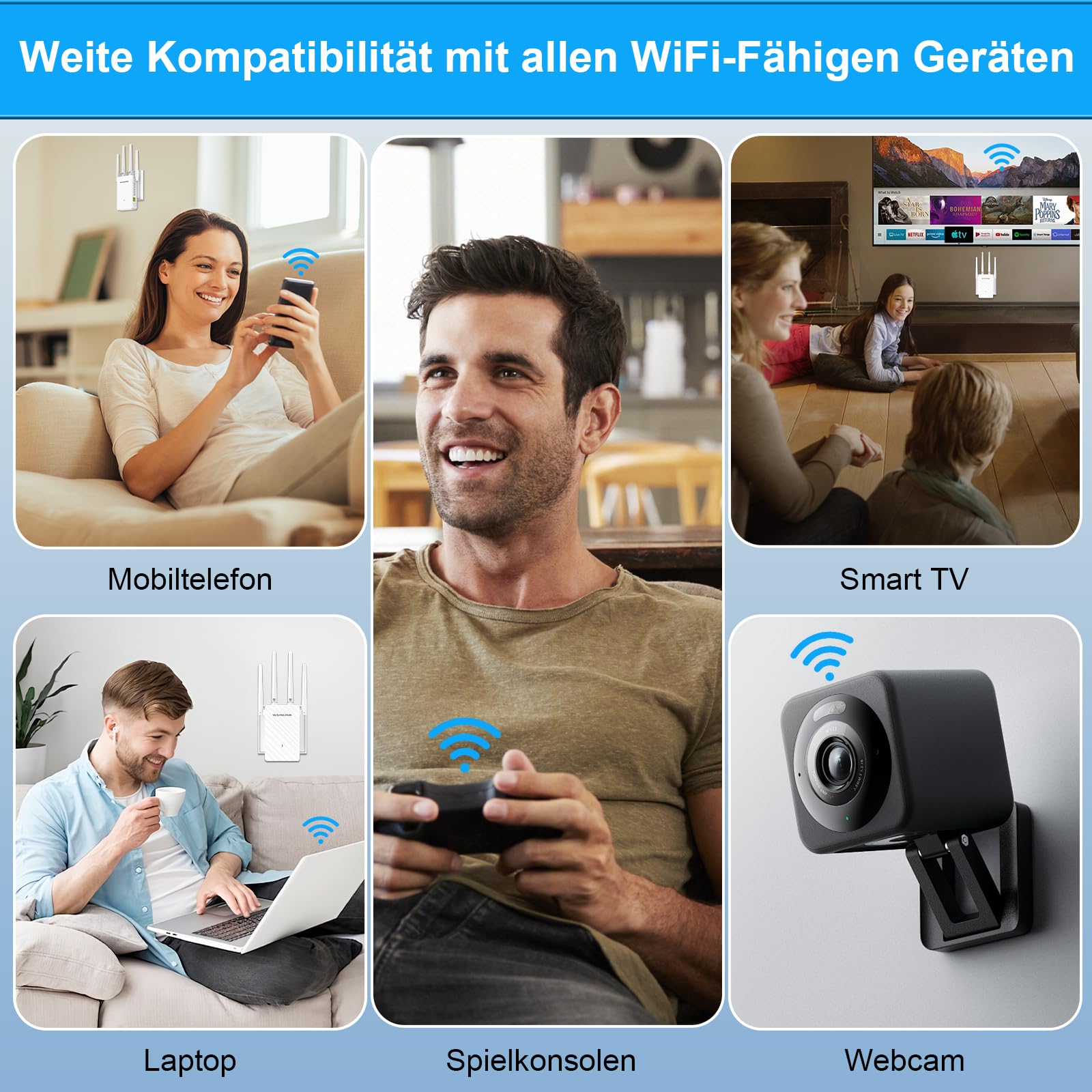 WLAN-Verstärker 1200 Mbps Dualband WLAN Repeater Verstärker
