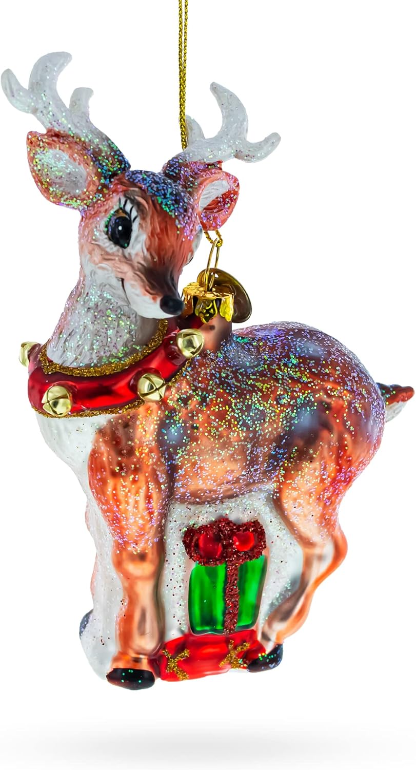 Fawn Baby Deer Blown Glass Christmas Ornament