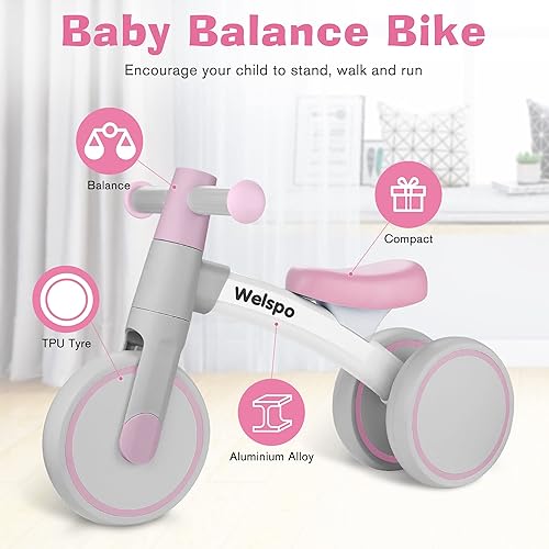 Miniatura 2 de welspo Bicicletas de equilibrio para bebés de 1 año, niños y niñas de 12 a 36 meses, para niños pequeños, primera bicicleta, andador infantil, sin
