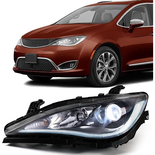 FIONE Headlights Assembly Compatible with Chrysler Pacifica 2018 2019 2020 (Not Fit for Hybrid) halogen Projector Headlamp Left Driver Side LH 68370845AA