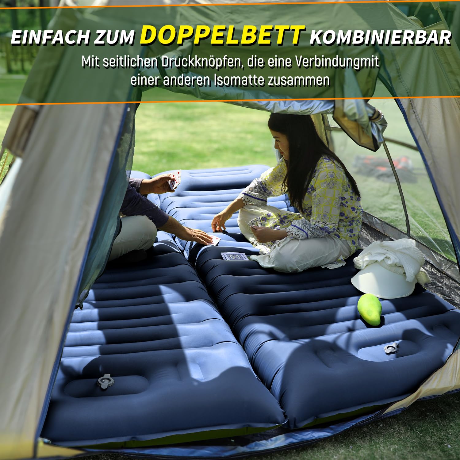 Myxslop Karimata kempingowa, samopompująca, 12 cm, pogrubiony materac, mały rozmiar po spakowaniu, wodoszczelny materac dmuchany na zewnątrz