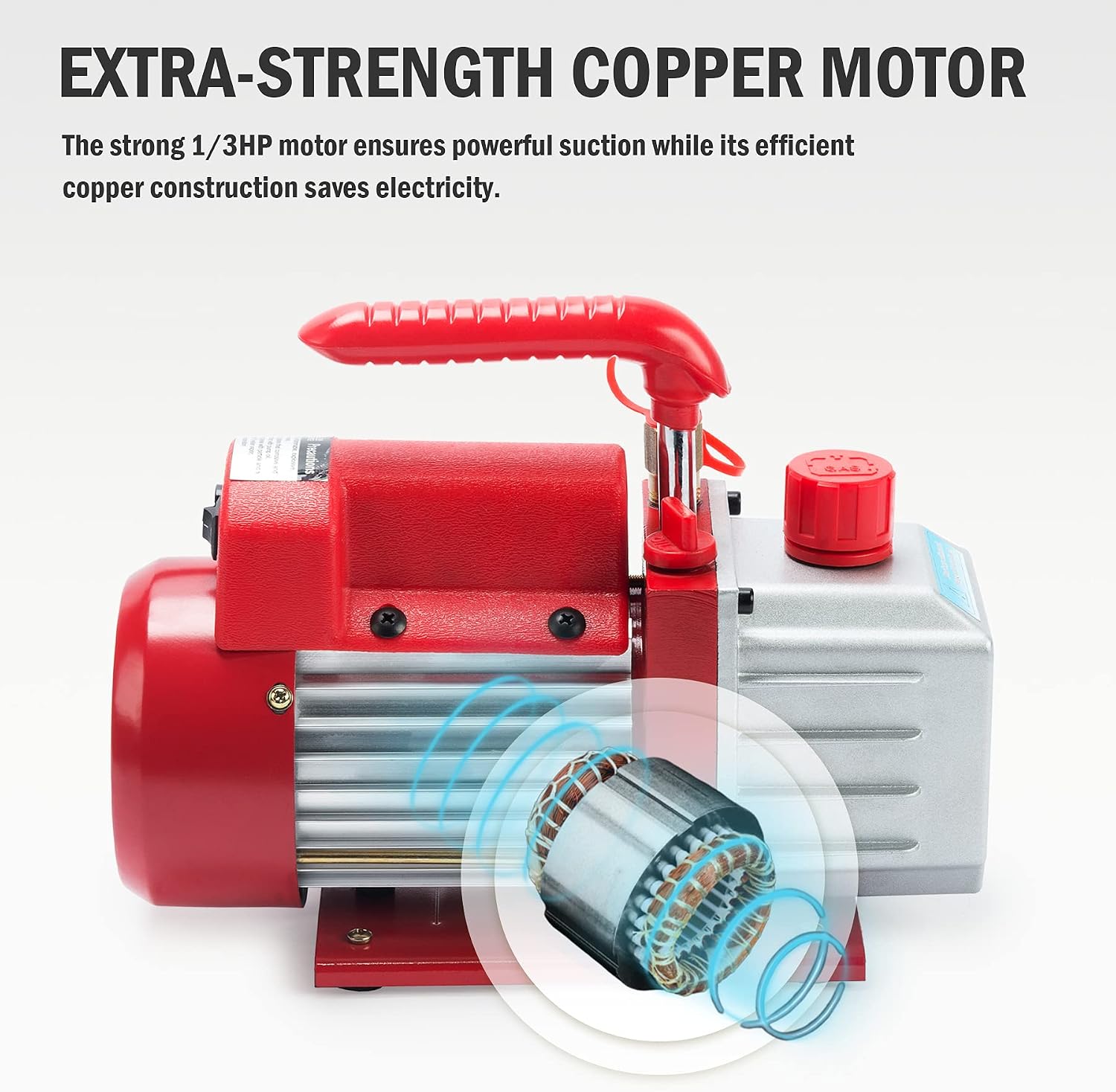 4.5CFM Vacuum Pump, Single Stage 5 Pa Rotary Vane Economy Vacuum Pump for AC HVAC R134a R410a Refrigerant Recharging, 1/4" Flare Inlet Port(Oil Not Included)