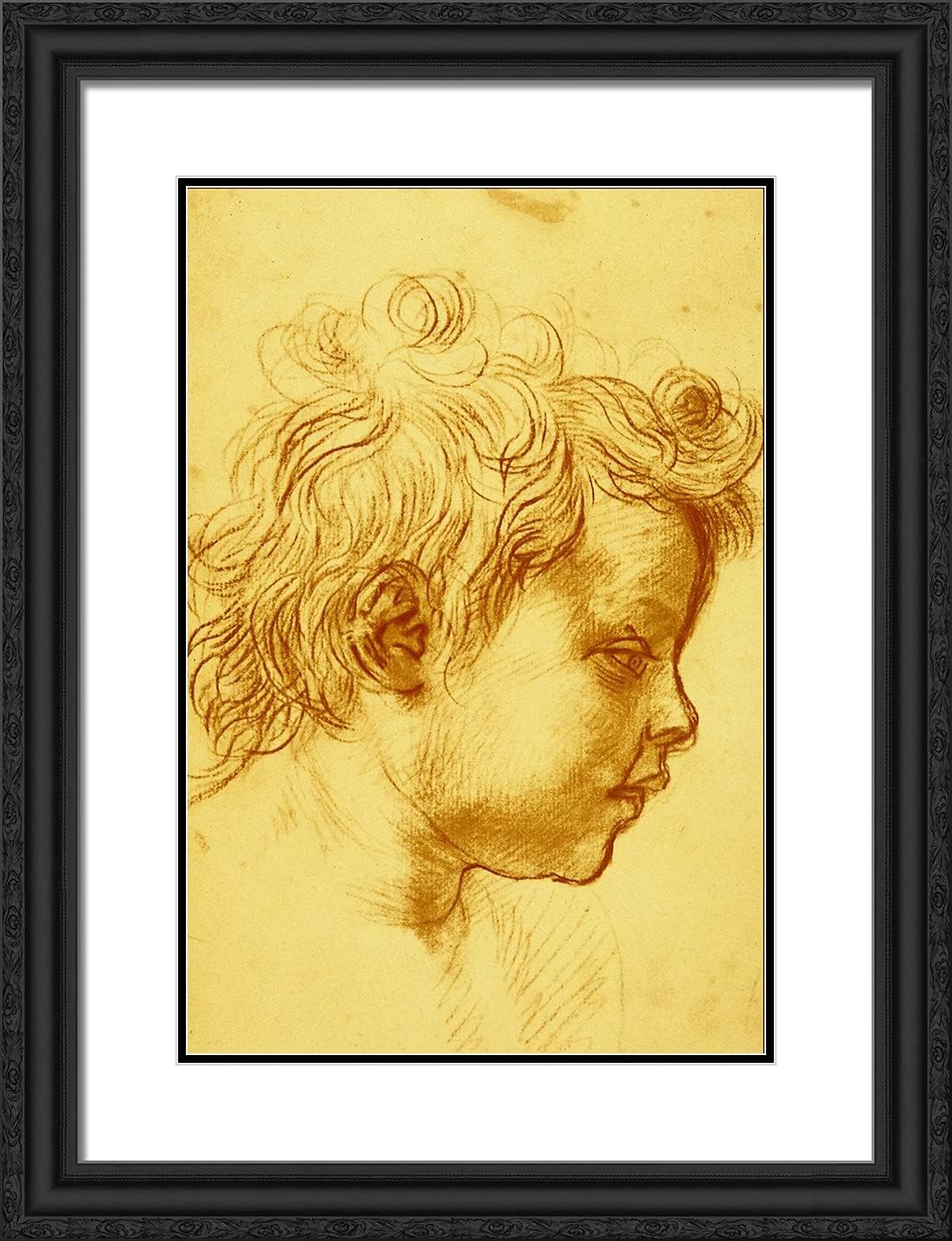 ArtDirect Del Sarto, Andrea 19x24 Black Modern Framed Art Print Titled: Head of a Child