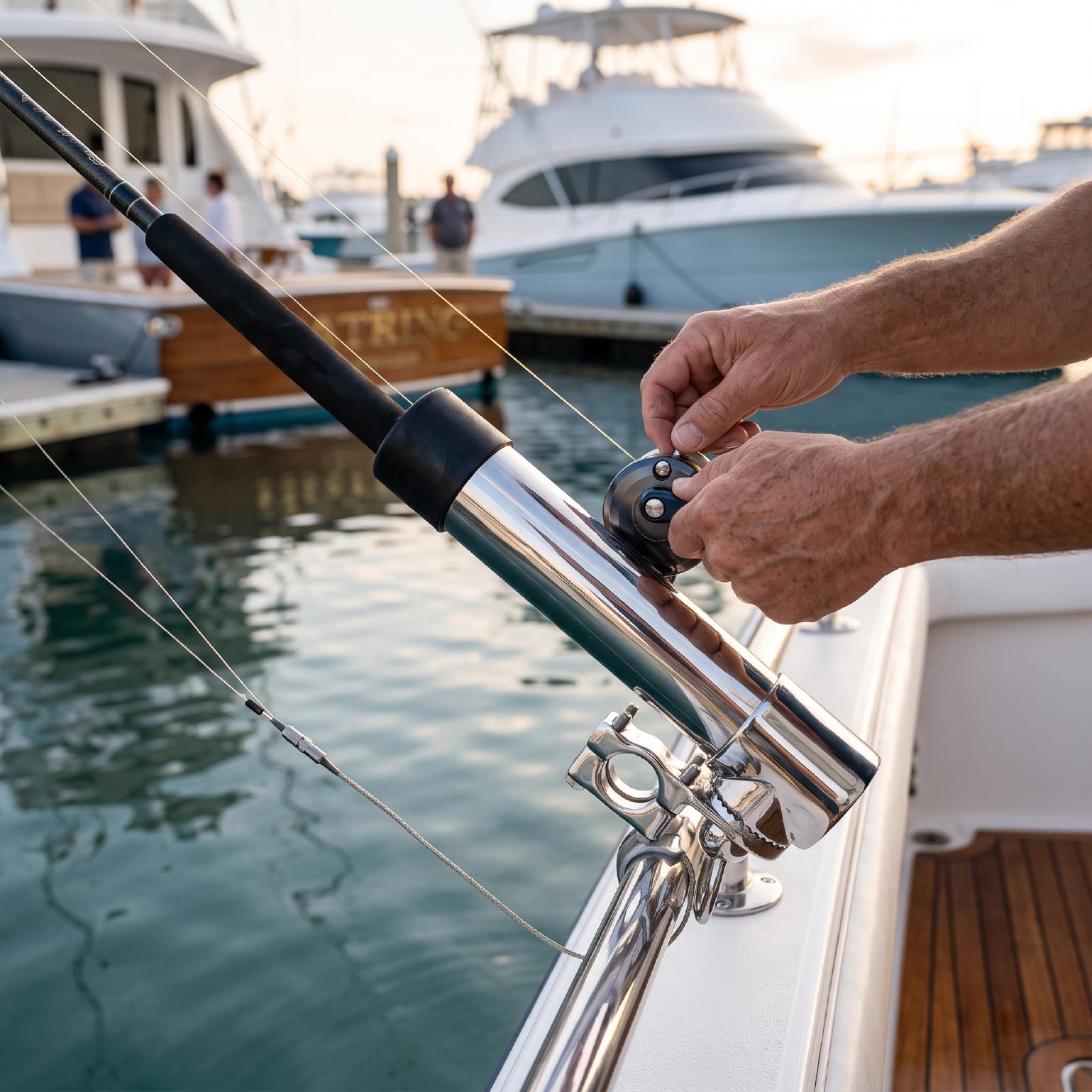 Dilwe Portacanna da Pesca per Barca, Acciaio Inossidabile | Sicurezza con Asta Resistente Alle Onde, Montaggio su Guida Versatile, Portatile Compatto, per Yacht Marini
