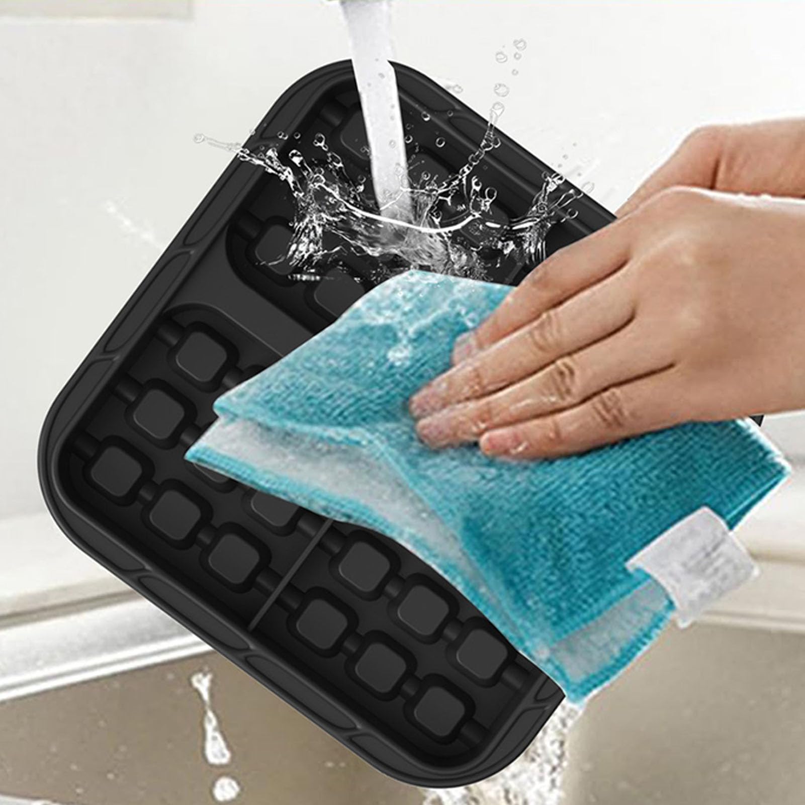 Ejoyous Stampo per Waffle in Silicone a 2 cavità Stampo da Forno Riutilizzabile Antiaderente Design Pieghevole 8,07 X 8,07 X 1,42 Pollici per Forno e Friggitrice Senza Olio Panettieri Domestici