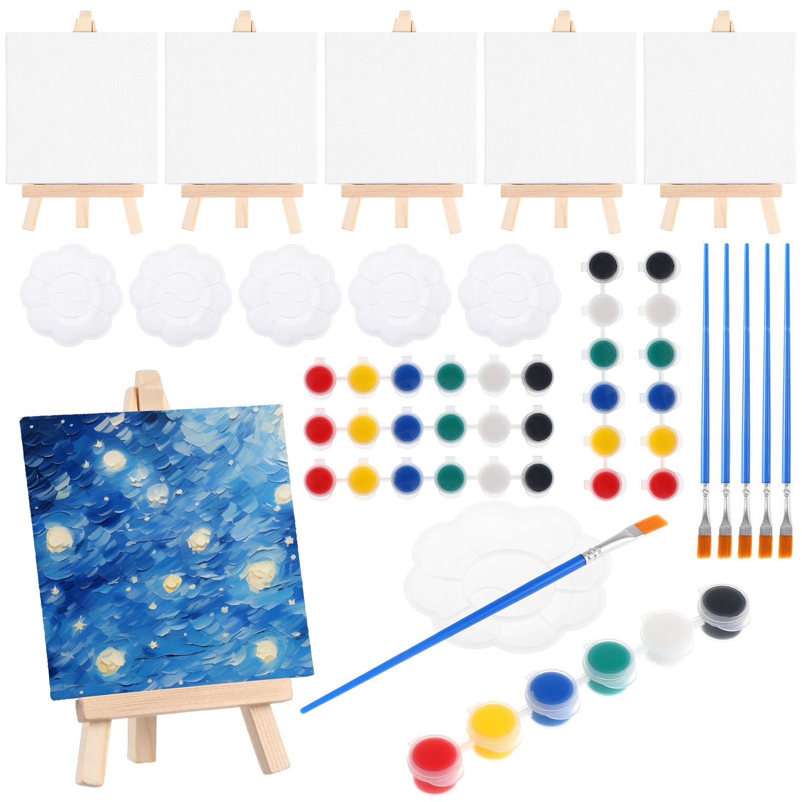 Kit de pintura para óleo con mini lienzos y caballetes de madera para manualidades pack de 6 juegos