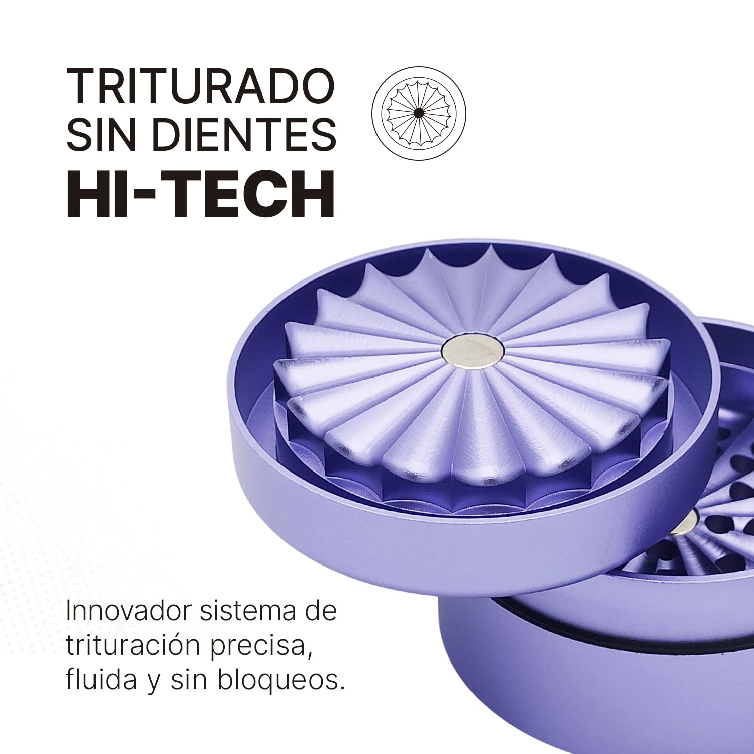 Grinder profesional Crush Core PRO 2.0 - Nuevo triturado 2.0 | 100% Aluminio aeronáutico | 63 mm de diámetro de 4 piezas | imanes N52, gran capacidad | Molinillo de Hierbas y especias. (Purpura)