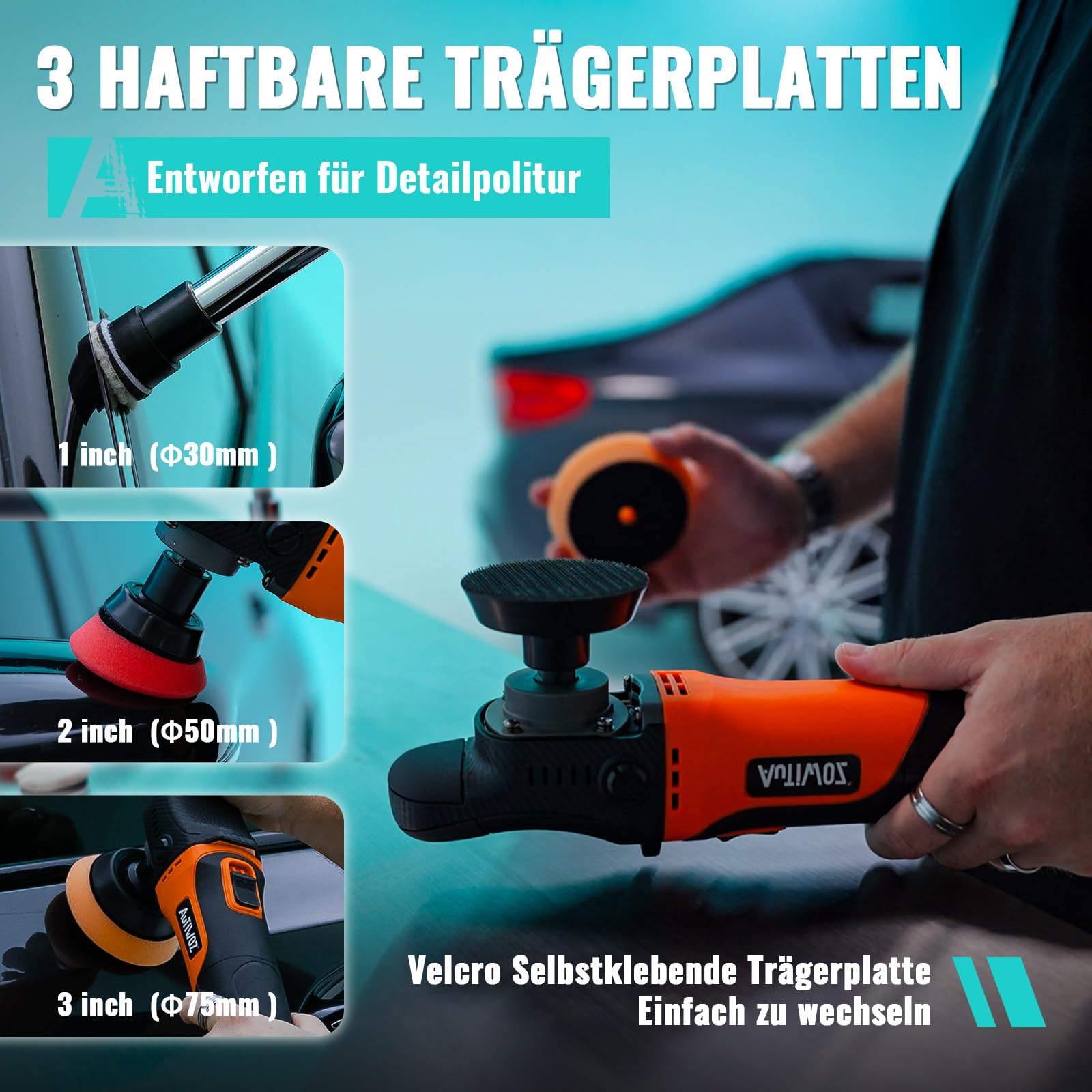 AUTIWOZ Mini Rotationspoliermaschine Auto Set, Kleine Poliermaschine 630W