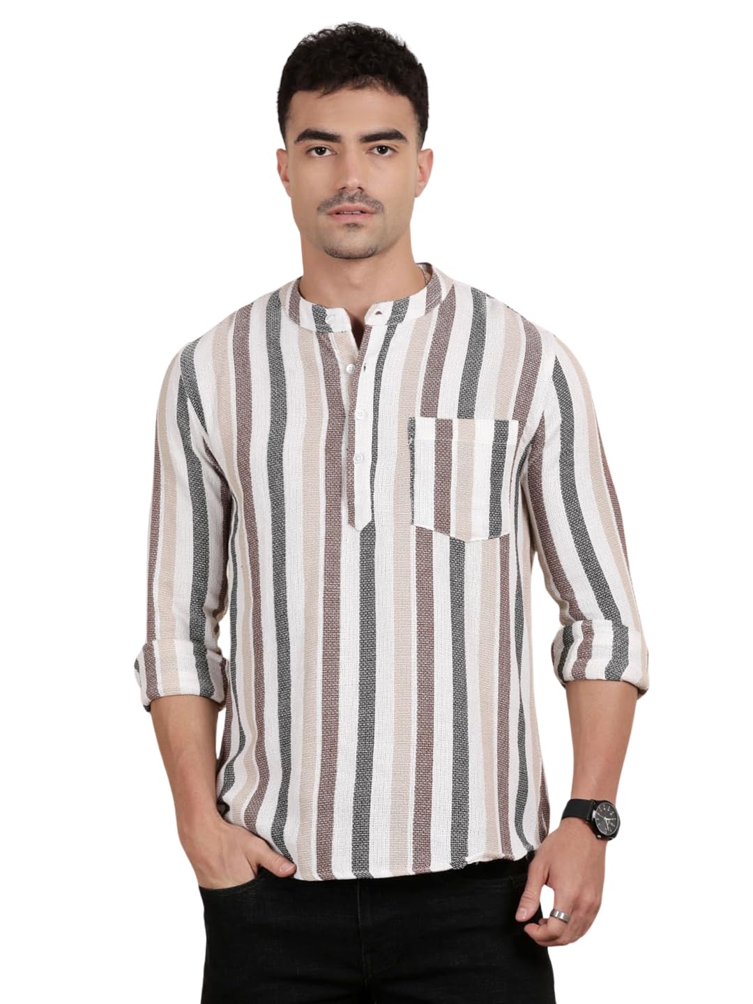 the soul patrol Men’s Full Sleeve Regular Fit Short Kurta in Premium Pure Cotton with Patch Pocket and Mandarin Collar – Perfect Blend of Style and Comfort-picture-15