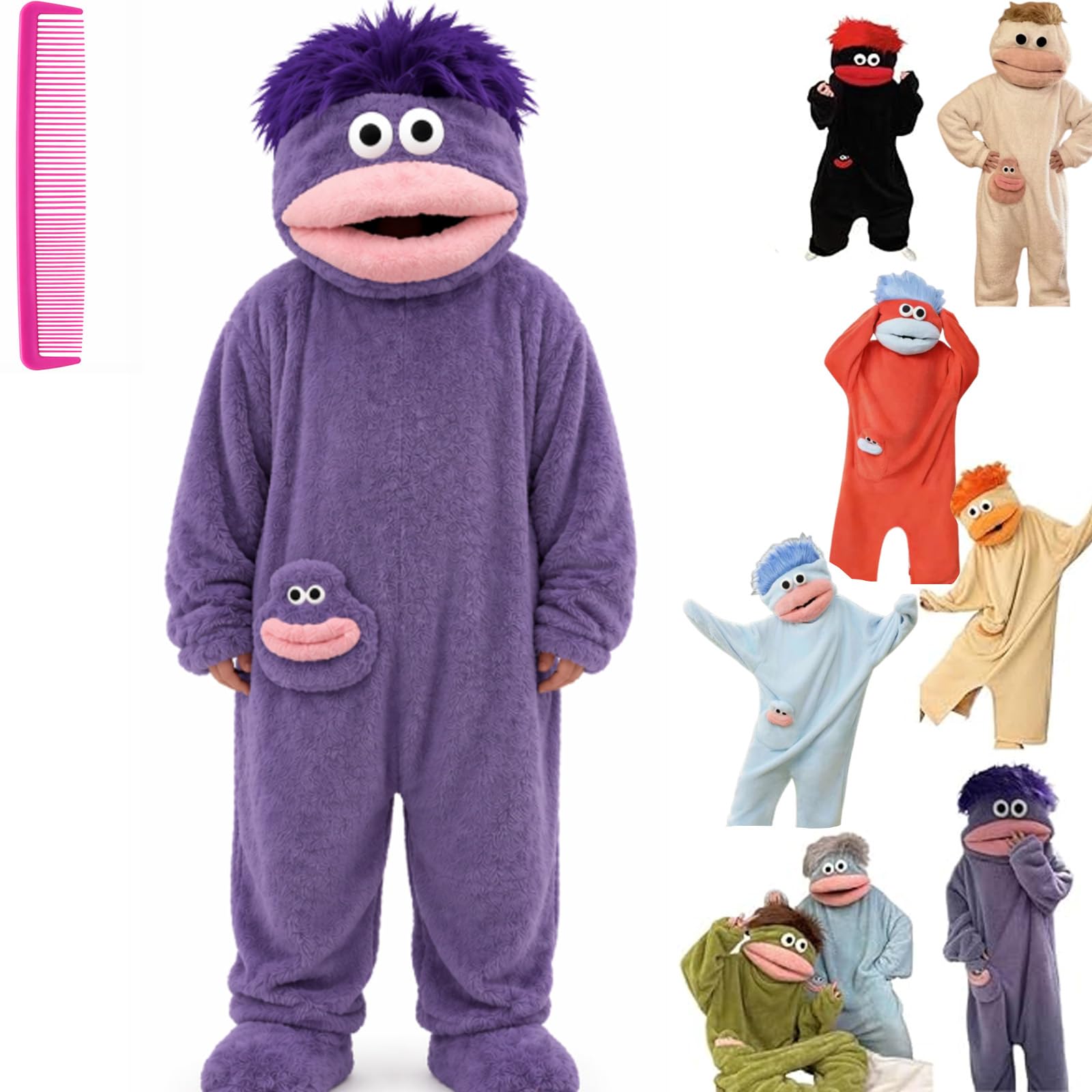 Generisch Silly Onesie, Goofy Frosch Schlafanzug, Fleece Pajamas Lustiger Grüner Monster-Hoodie mit Kapuze Tasche Für Party/Loungewear