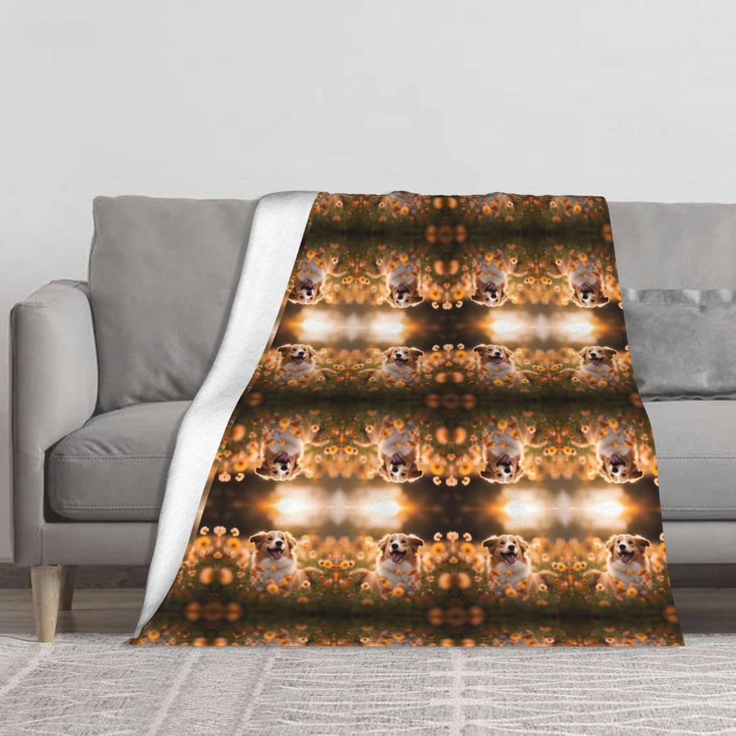 Dog Floral Super Soft, Fluffy and Warm Blankets for Couch, Bed, All Season Use (60x50inches)