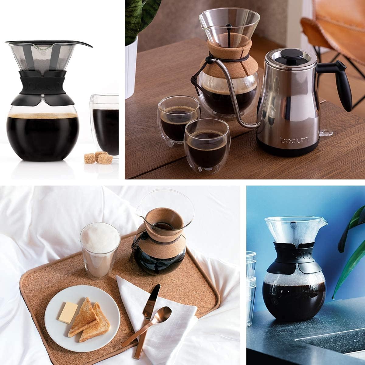 Bodum Pour Over Coffee Maker with Permanent Filter, 17 Ounce, Black