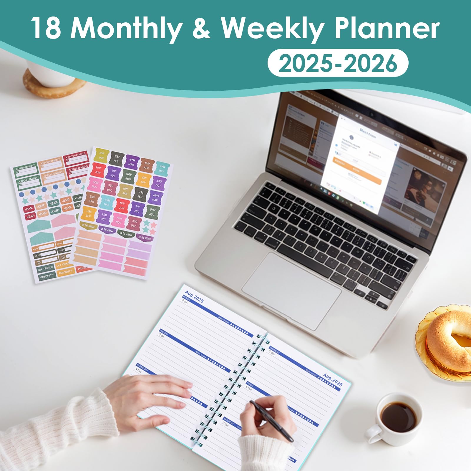 Agenda Giornaliera 2025-2026 A5 - Un Giorno Per Pagina, Copertina Rigida Blu, Con Portapenne - Foto 9