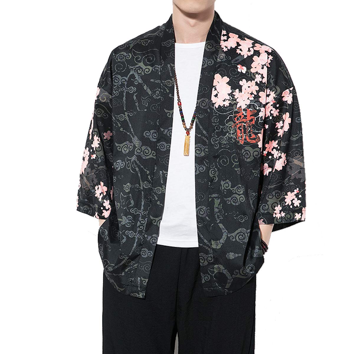 Seidarise - Kimono japonés para hombre, siete mangas, color sólido - - Small