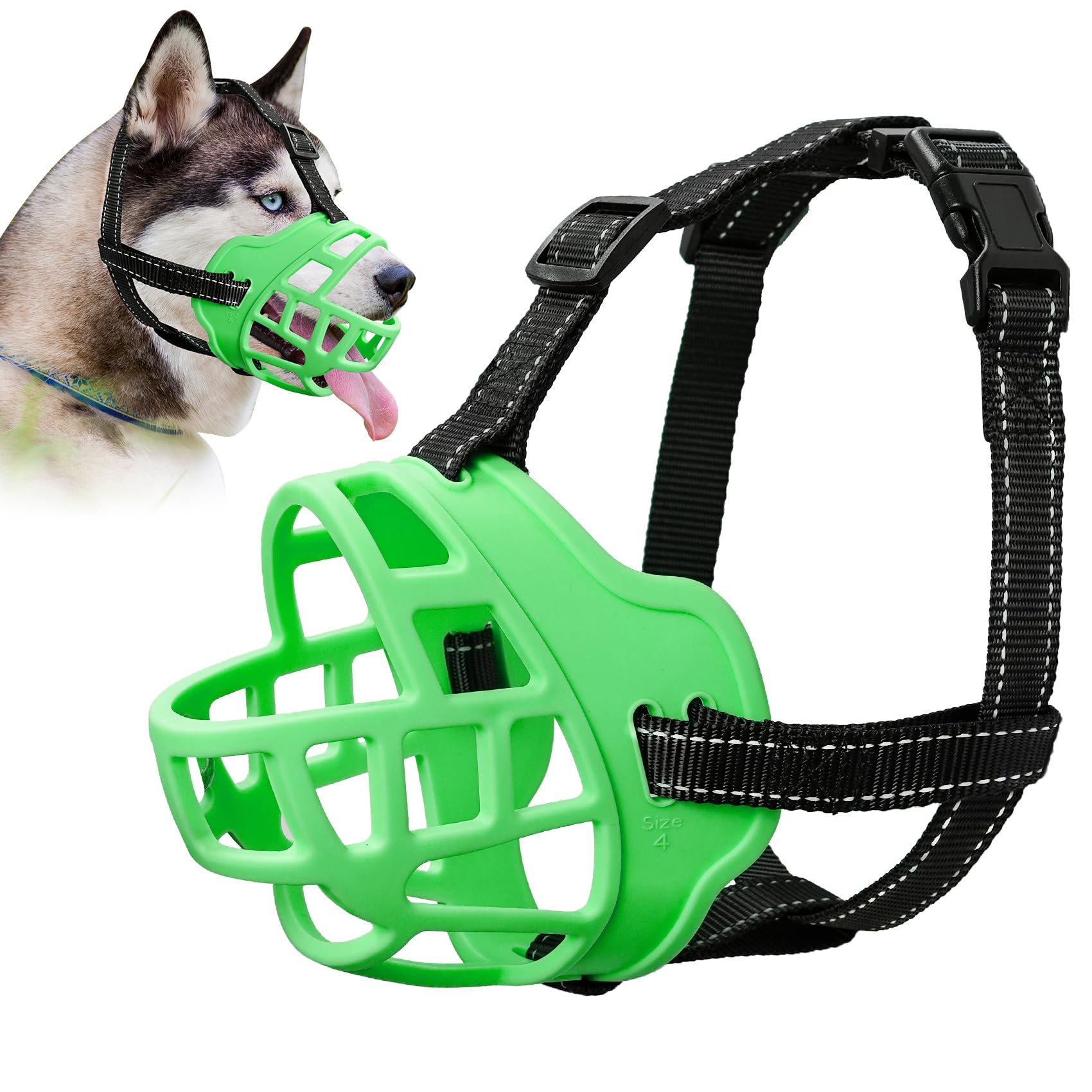 ODRIEW Dog Muzzle for Large Dogs (Luminous Green, 4) — image 1