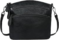 HESHE Genuine Leather Crossbody Bag for Women - Vintage Multi-Pocket Small Shoulder Satchel Purse