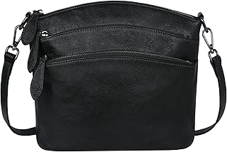 HESHE Crossbody Bags for Women Genuine Leather Purses with Multi-Pockets Vintage Ladies Small Shoulder Satchel Bag