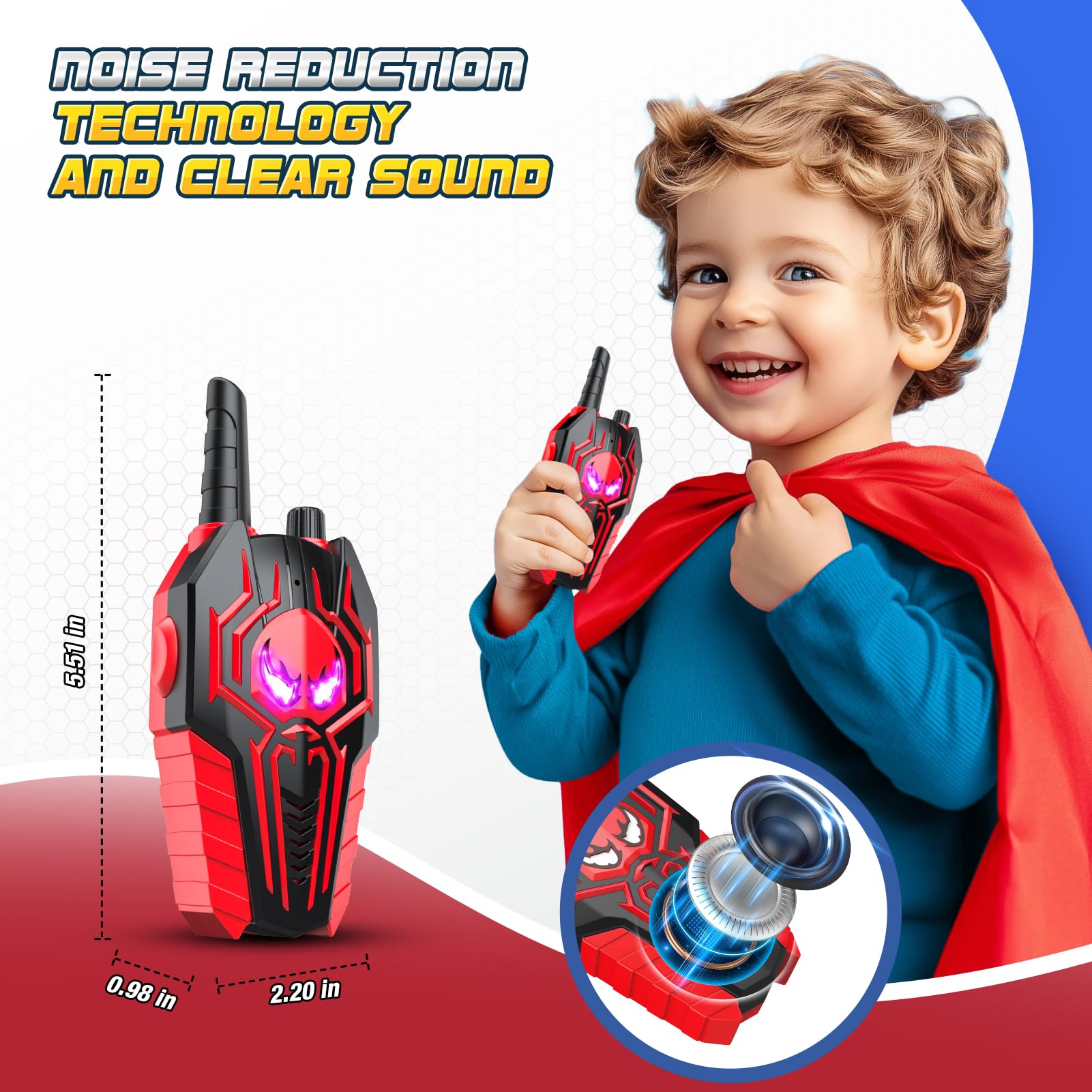 Walkie Talkie Bambini, Giochi Bambini 3 4 5 6 7 8 9 10 Anni Regalo Bambino 3 4 5 6 7 8 9 10 Anni Spider Giocattolo Giochi da Esterno per Bambini Giocattoli Bambino 3-10 Anni