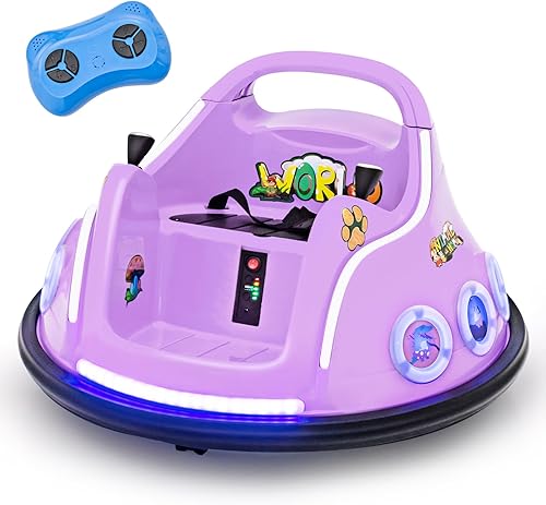 HONEY JOY Coche parachoques para niños pequeños de 12 V, funciona con batería, joysticks duales, luz LED intermitente y música, juguetes de vehículo