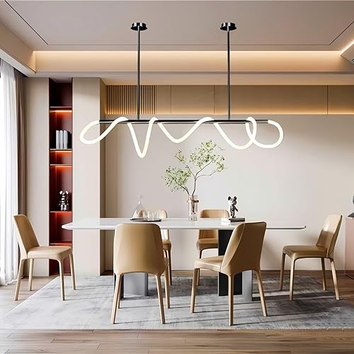 Miniatura 13 de Moderna lámpara colgante lineal de escritorio regulable, dorada con lámpara de anillo remoto, ajuste de altura de 39 pulgadas, lámpara de techo de