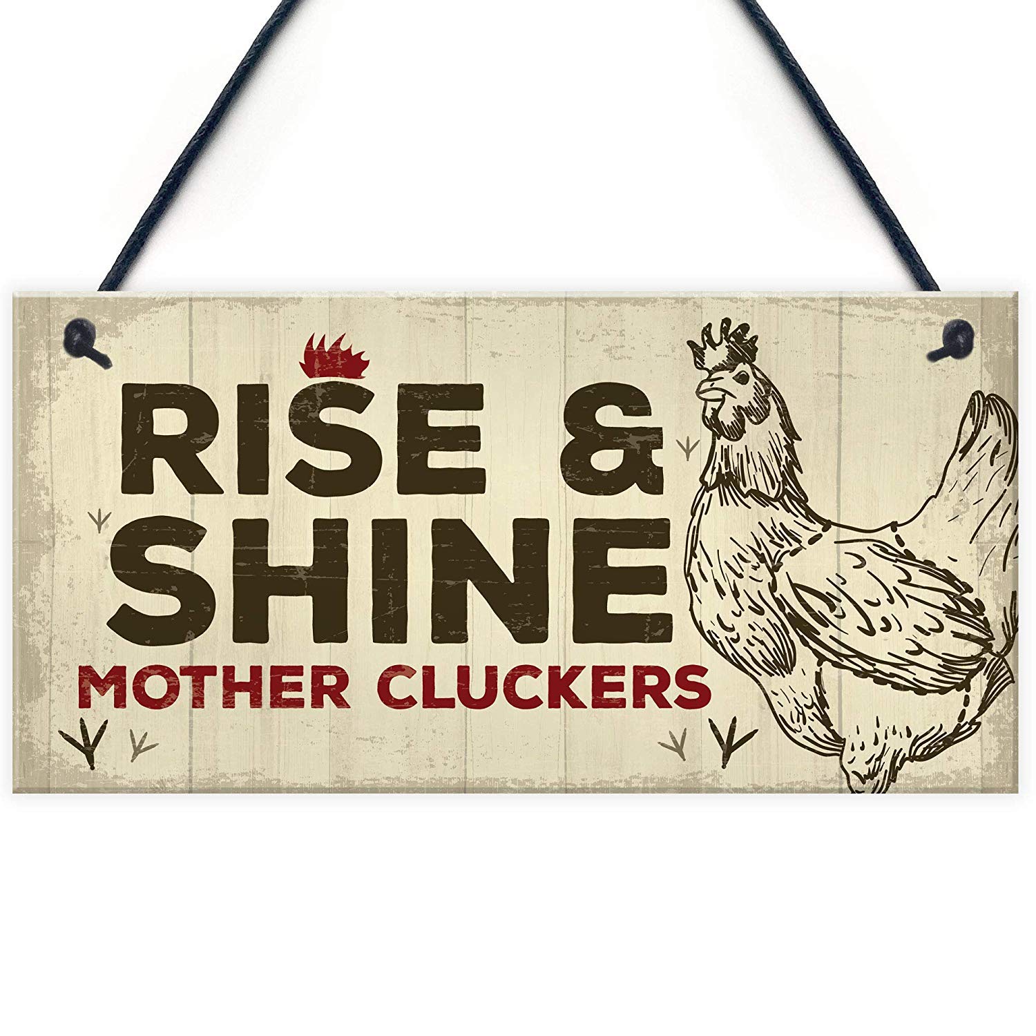 Meijiafei Wandschild „Chickens Running Shut The Gate“ – 25,4 X 12,7 Cm, PVC, Landhausstil