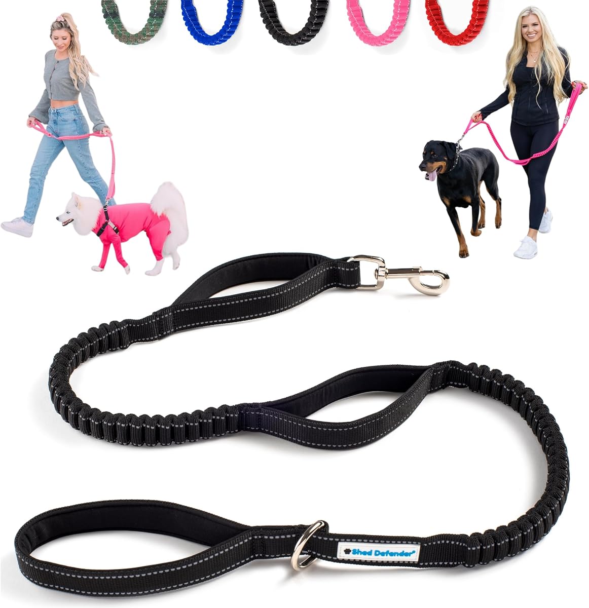 Bungee Dog Leash w/Three Padded Handles – Seen on Shark Tank - 4FT to 6FT Shock Absorbing Dog Leash Dogs – Heavy Duty Traffic Control Leash for Walking, Training, Running