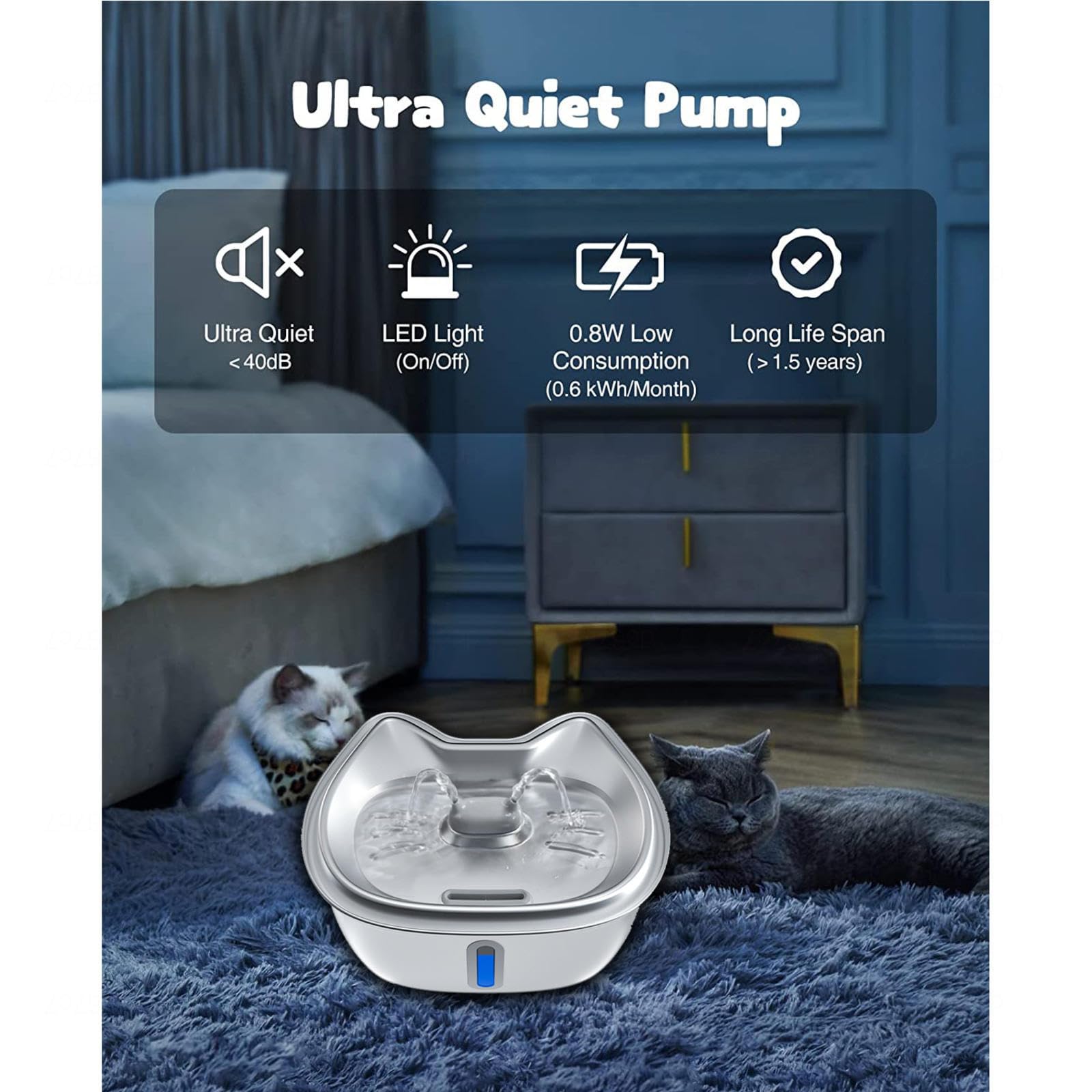 Amazon.co.jp: 猫 水飲み器 ステンレス製, 3.2L大容量 自動給水器 多頭