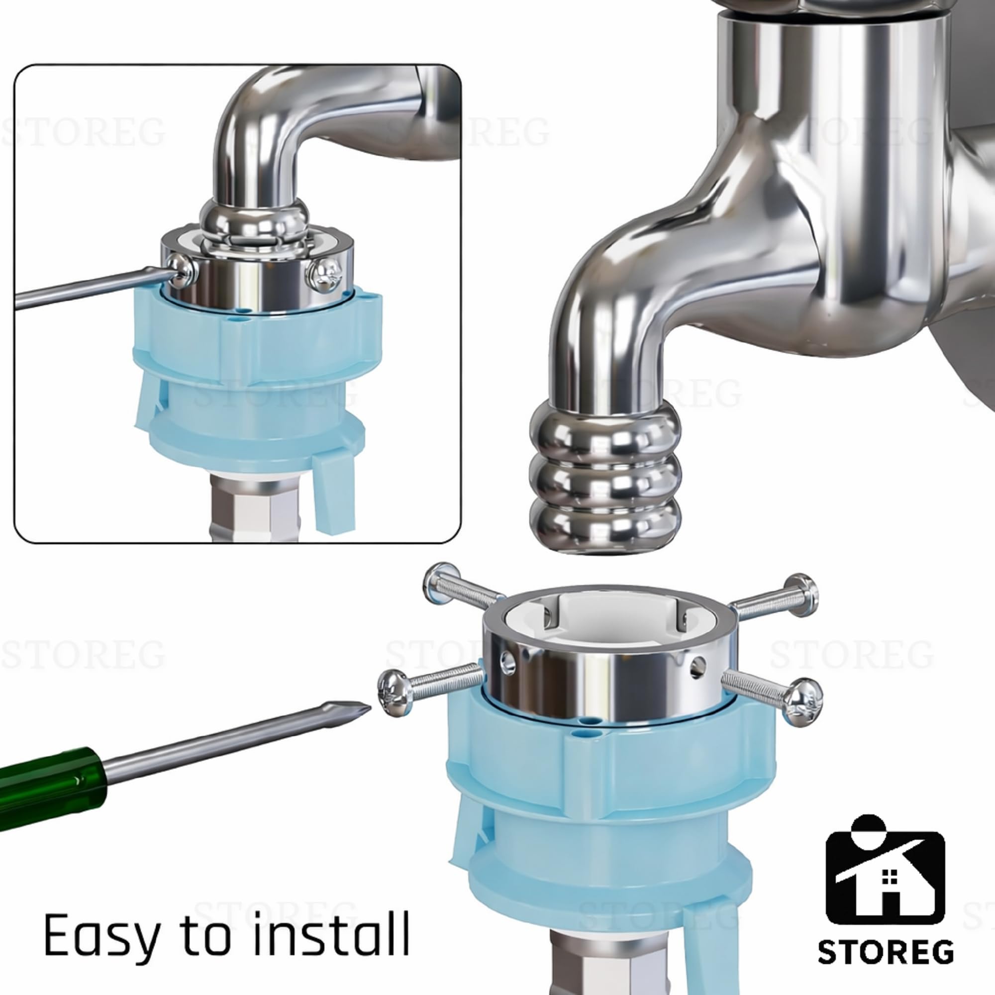 STOREG Flexible PVC Washing Machine Inlet Hose Water Pipe, Universal Water Inlet with Tap Adaptor Connector for Top & Front Load Fully Automatic (3 M) 4