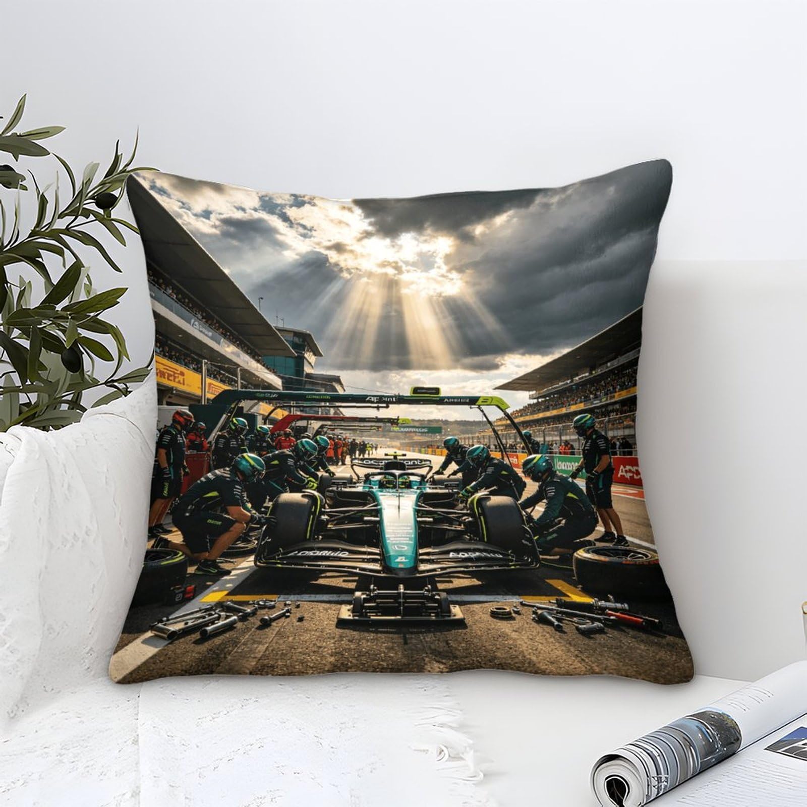 3U6C4M9K Formulaa Racing Cushion Covers 40x40cm, Pit Stop Polyester Microfiber Decorative Throw Pillow Covers for Sofa Couch Bed Home Patio Outdoor Decor