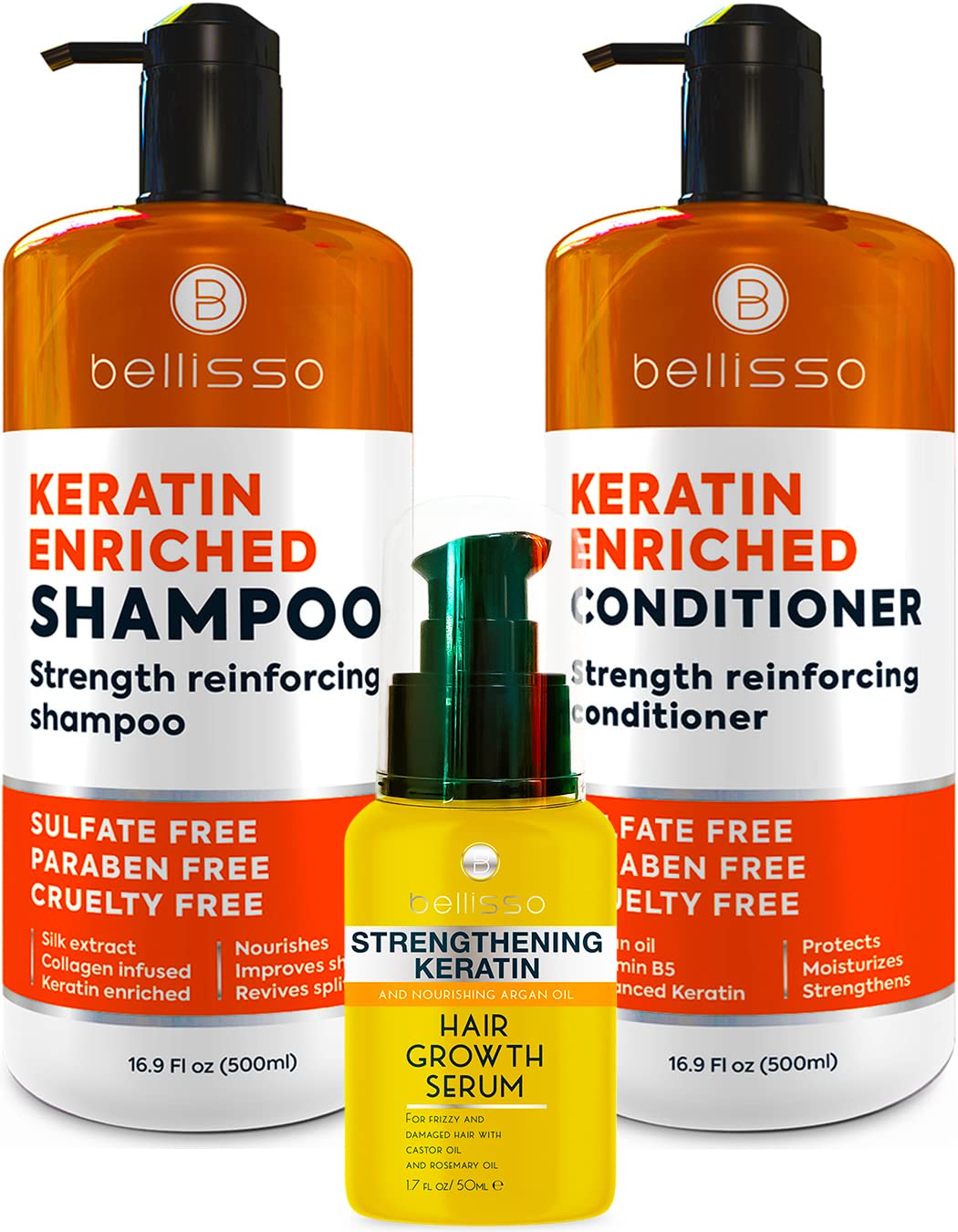 Amazon.com : Bellisso Keratin Shampoo and Conditioner Set and Hair ...